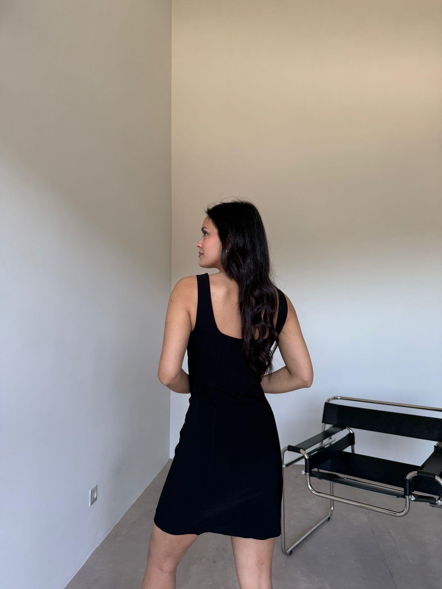 Siyah Fermuar Detaylı Elbise