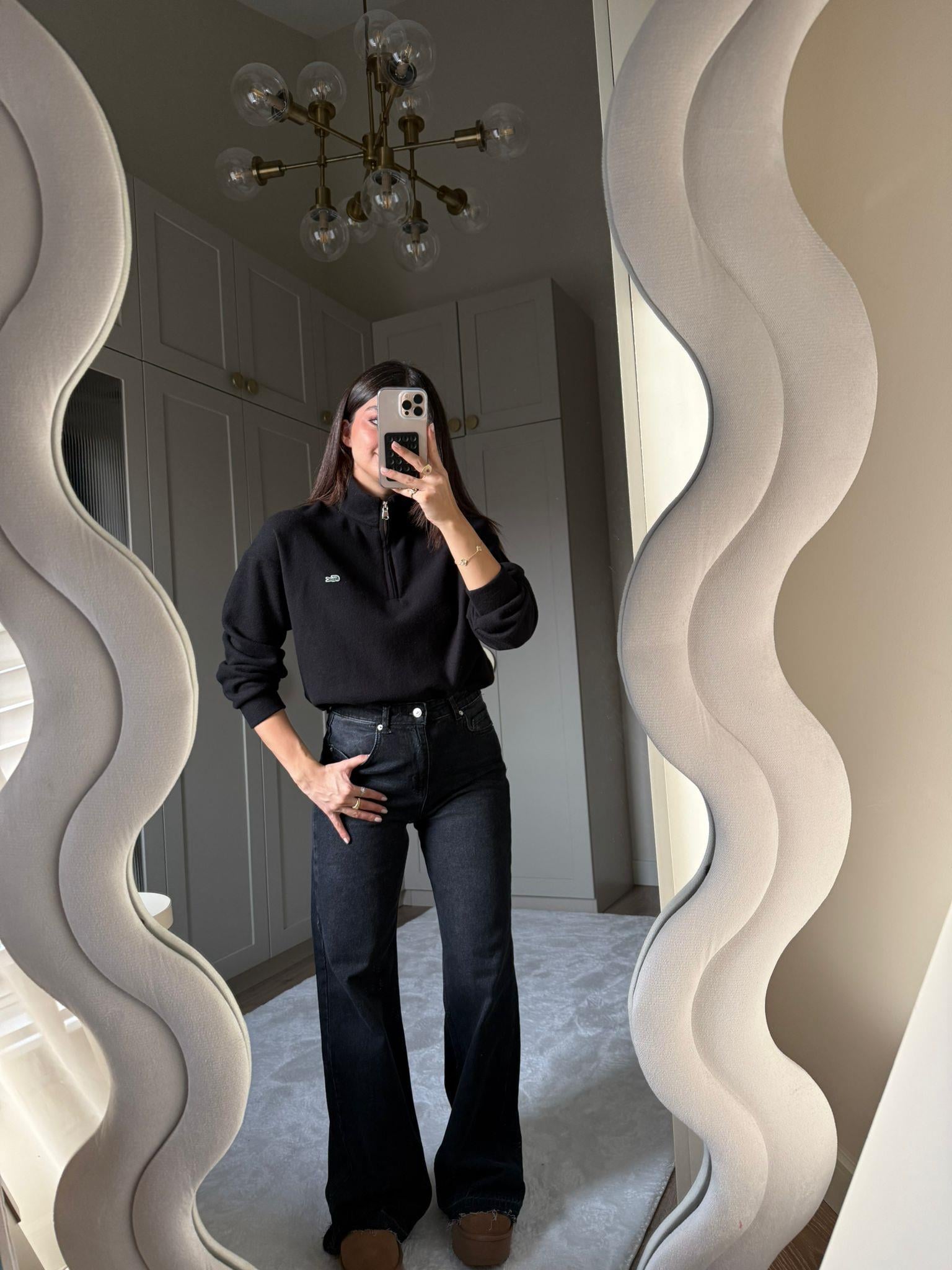 Siyah Fermuar Detaylı Marka Model Sweat