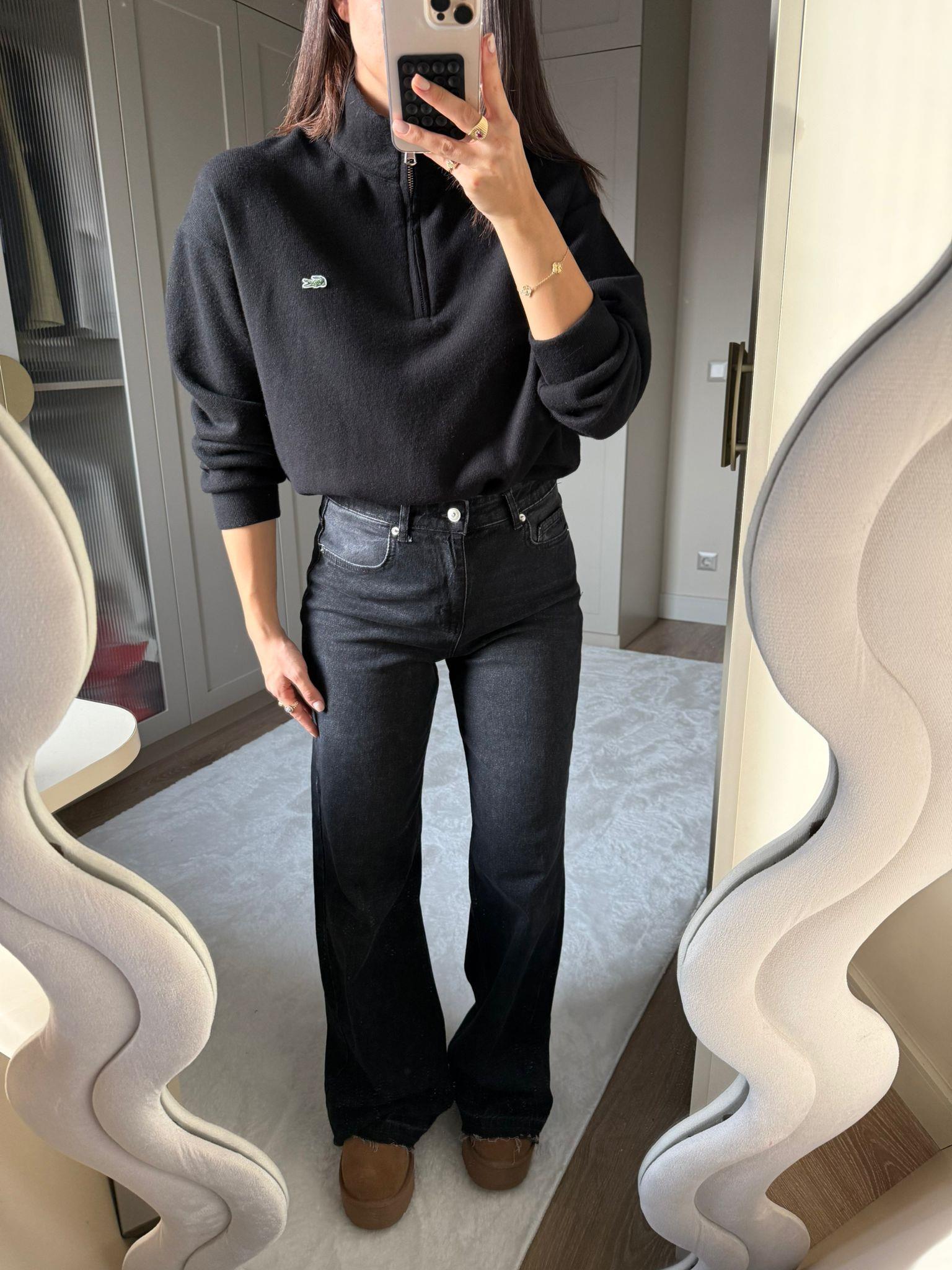 Siyah Fermuar Detaylı Marka Model Sweat