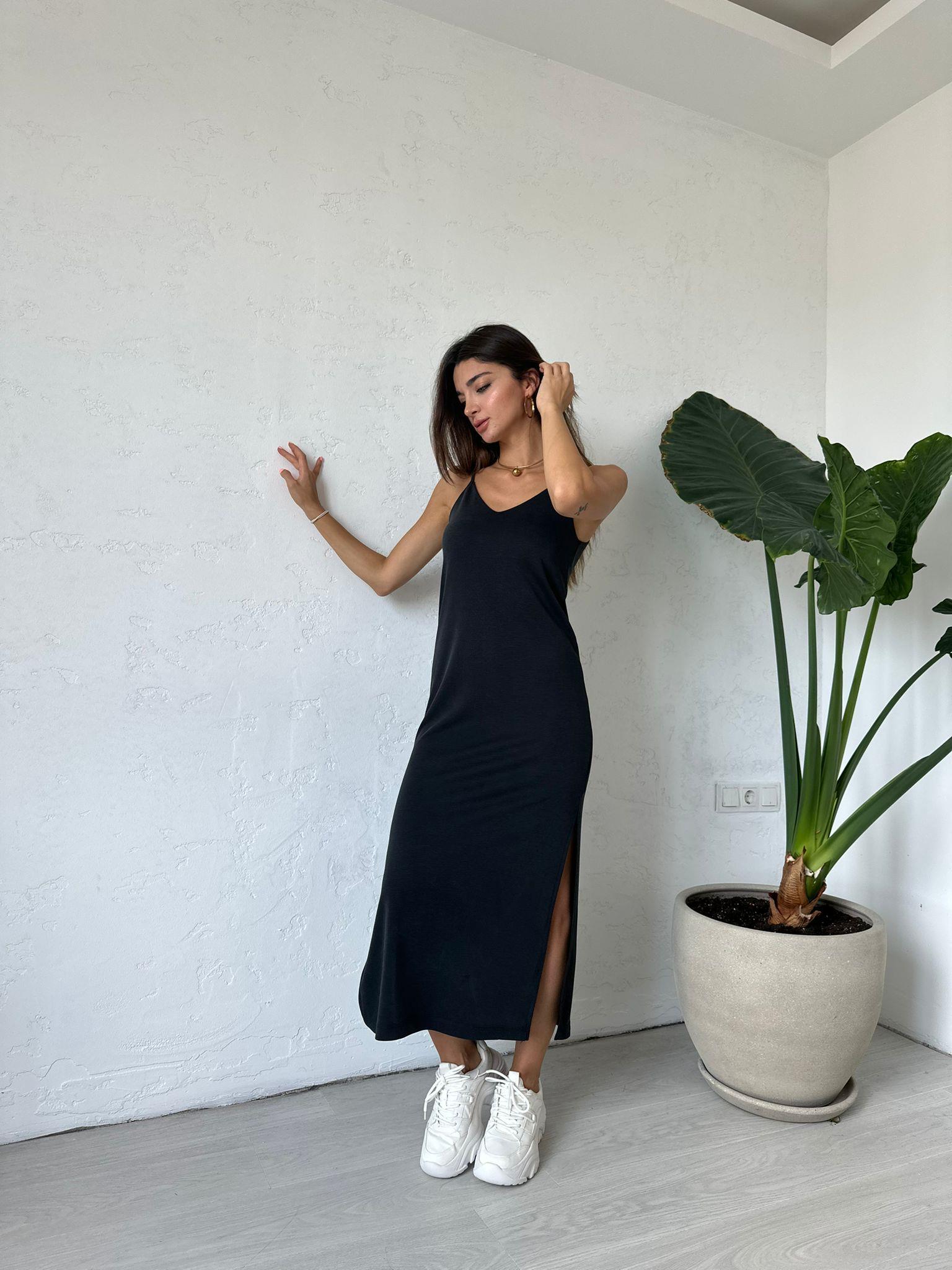 Siyah İp Askılı Julia Elbise