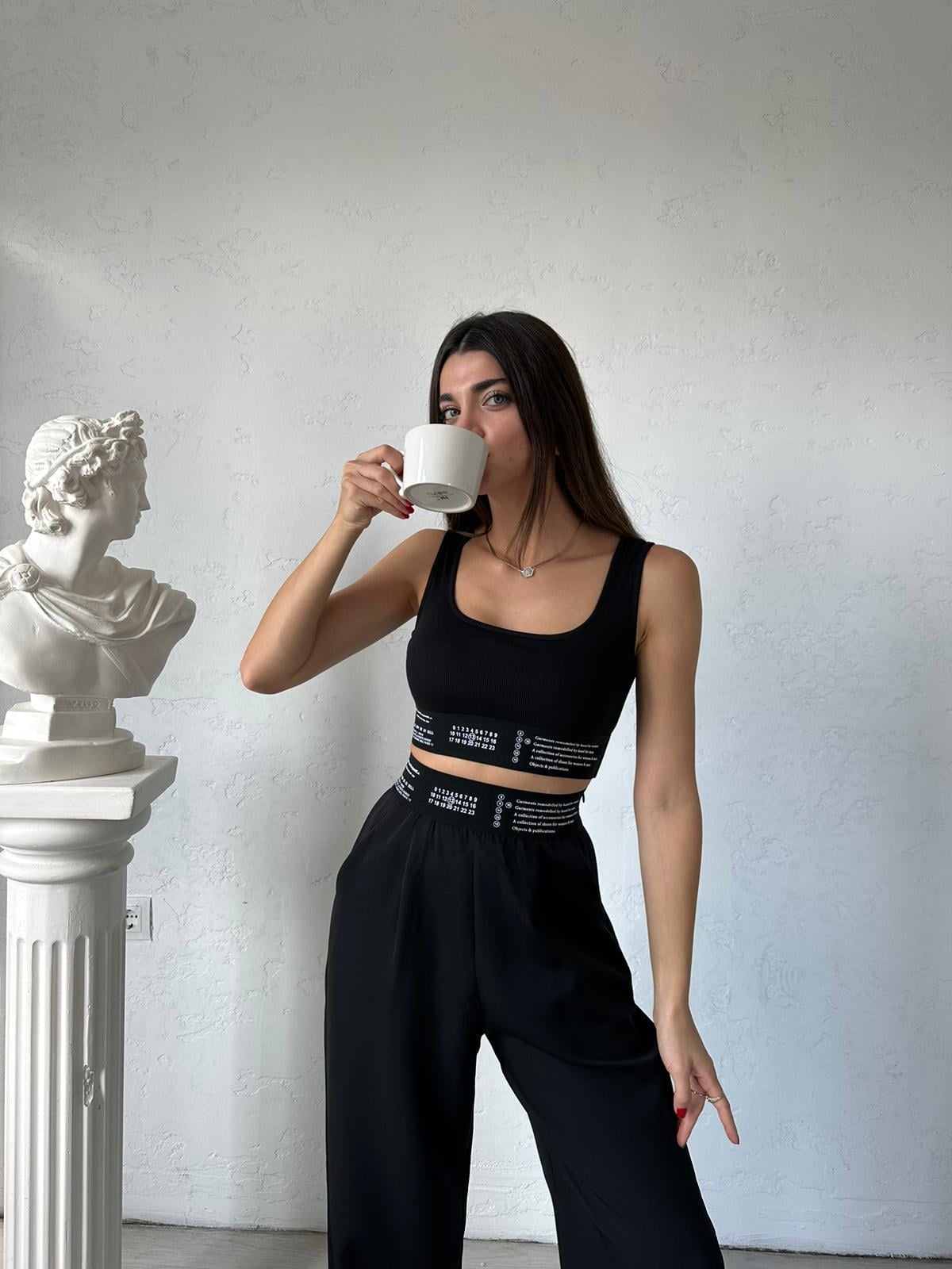 Siyah Javed Crop Takım
