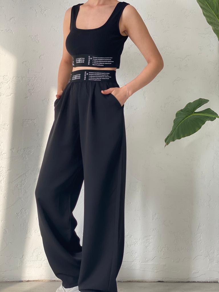 Siyah Javed Crop Takım