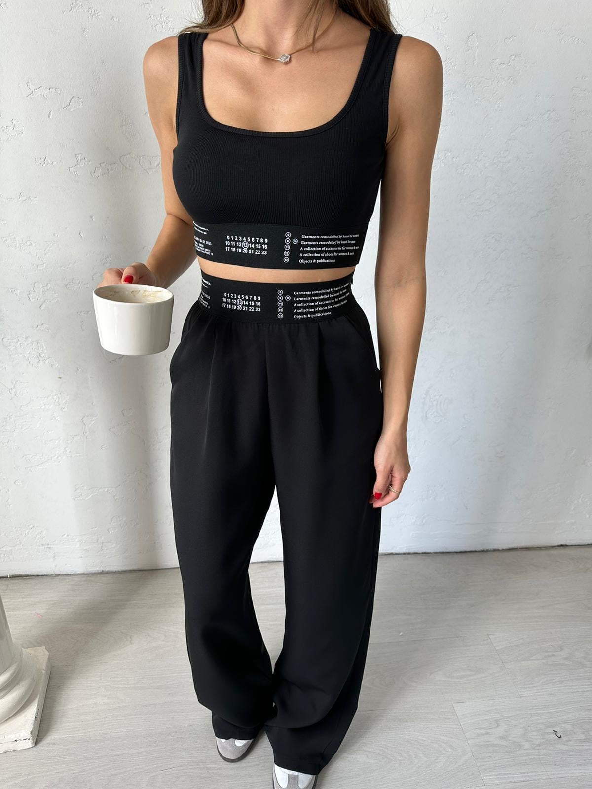 Siyah Javed Crop Takım