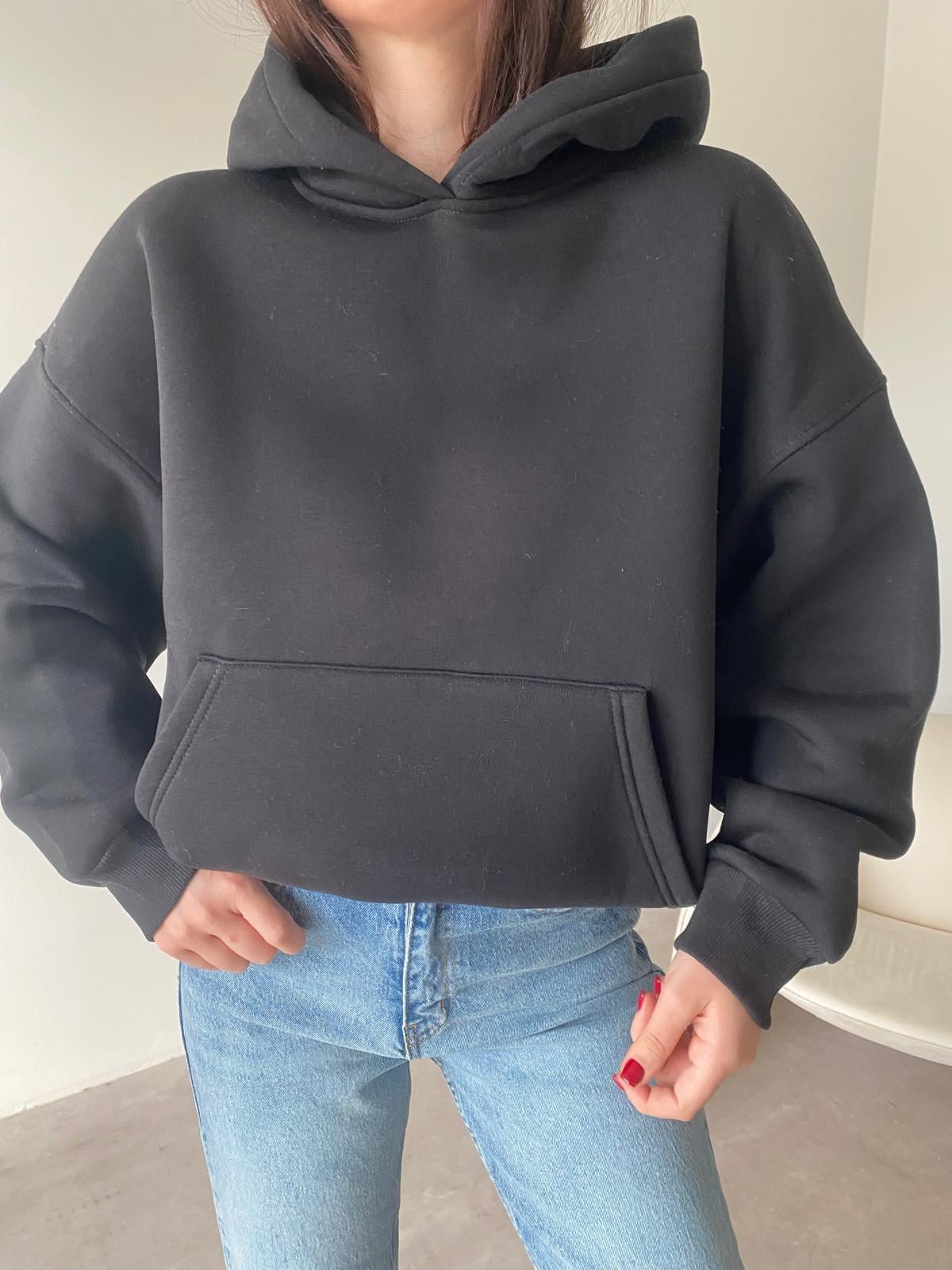Siyah Kapüşonlu Elvis Sweat