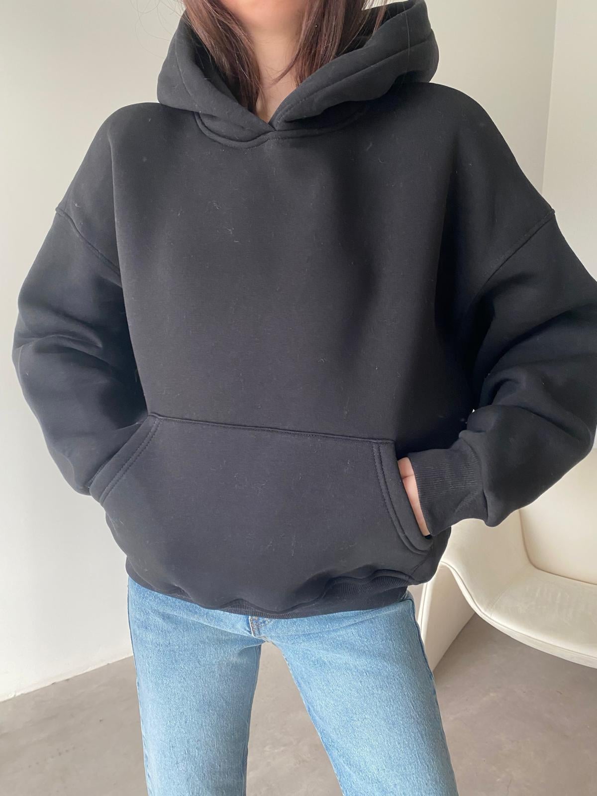 Siyah Kapüşonlu Elvis Sweat