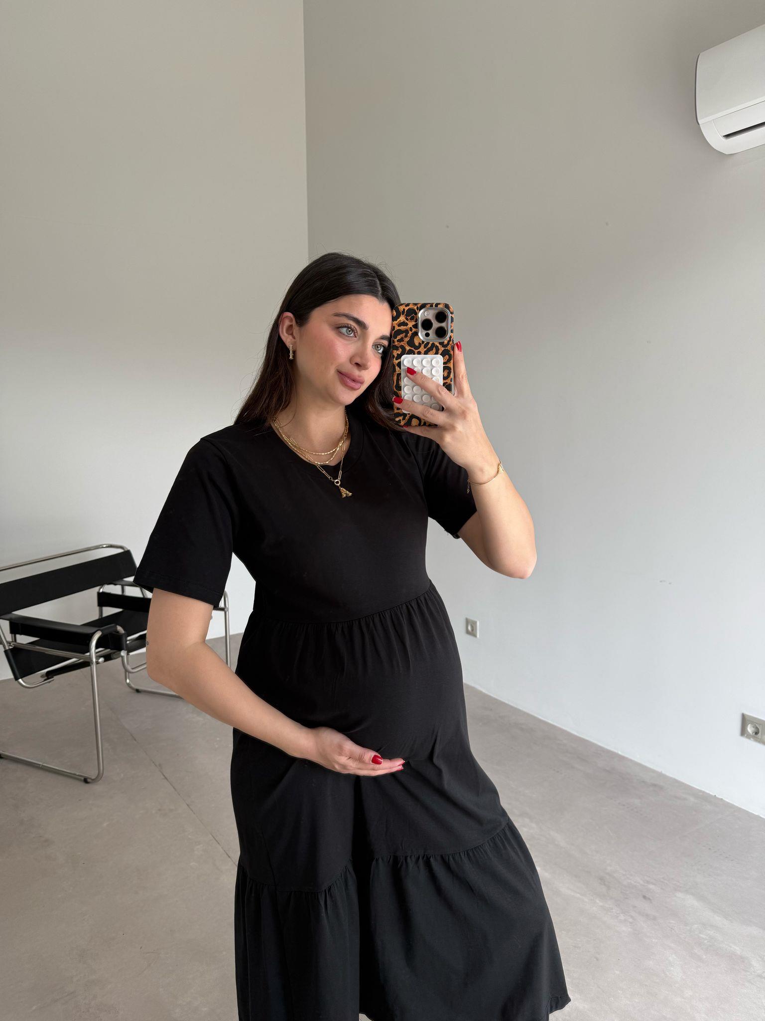 Siyah Kısa Kol Basic Perla Elbise