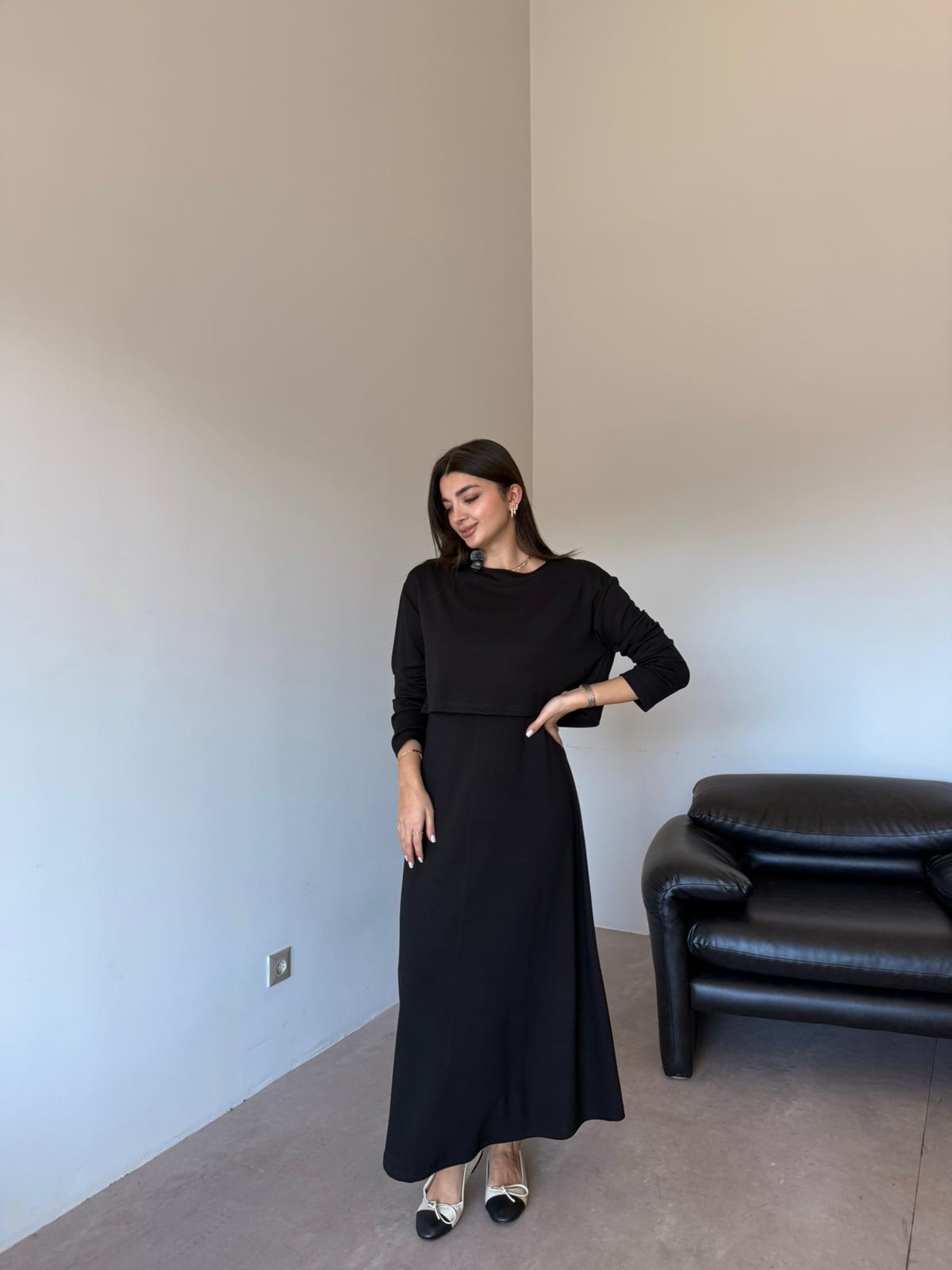 Siyah Kloş Elbise Takım
