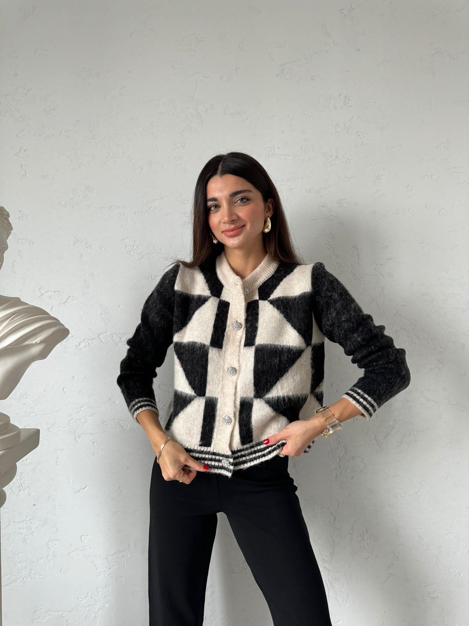 Siyah Krem Vintage Hırka