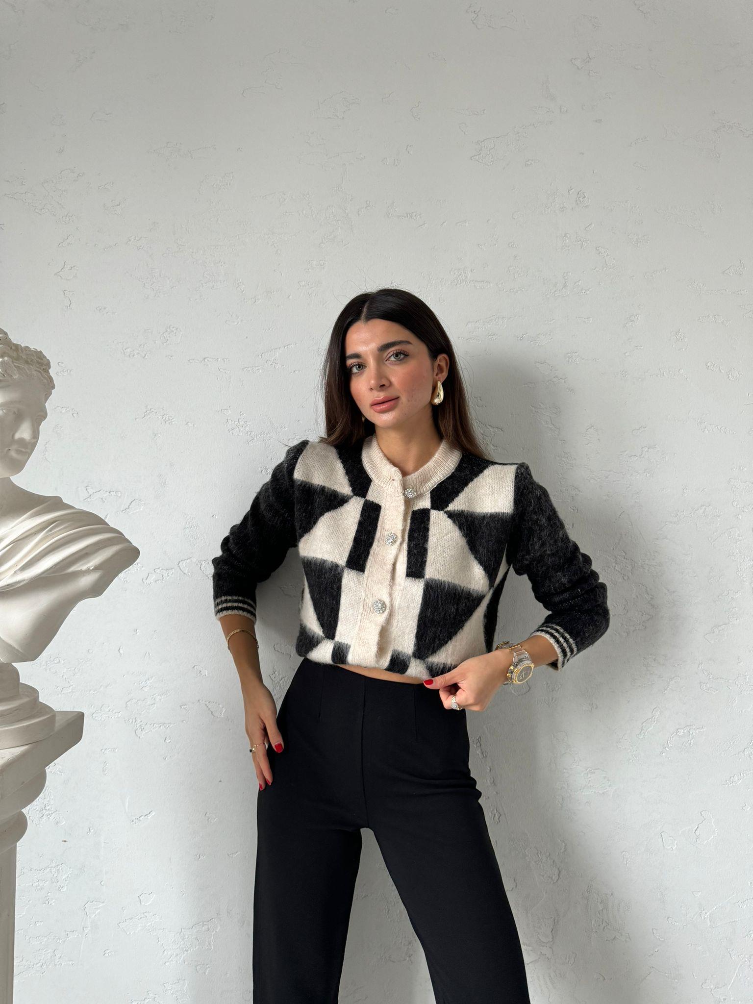 Siyah Krem Vintage Hırka