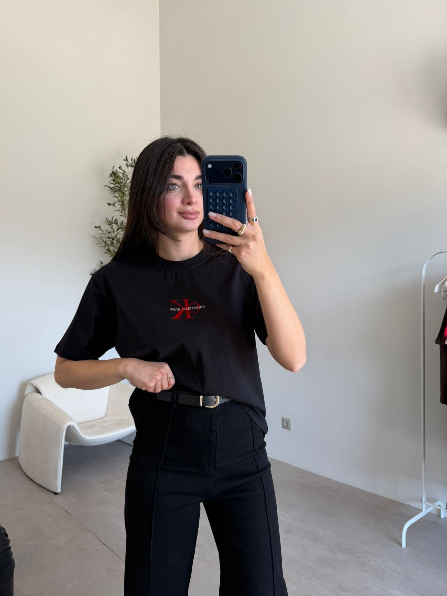 Siyah Marka Model Basic Tişört