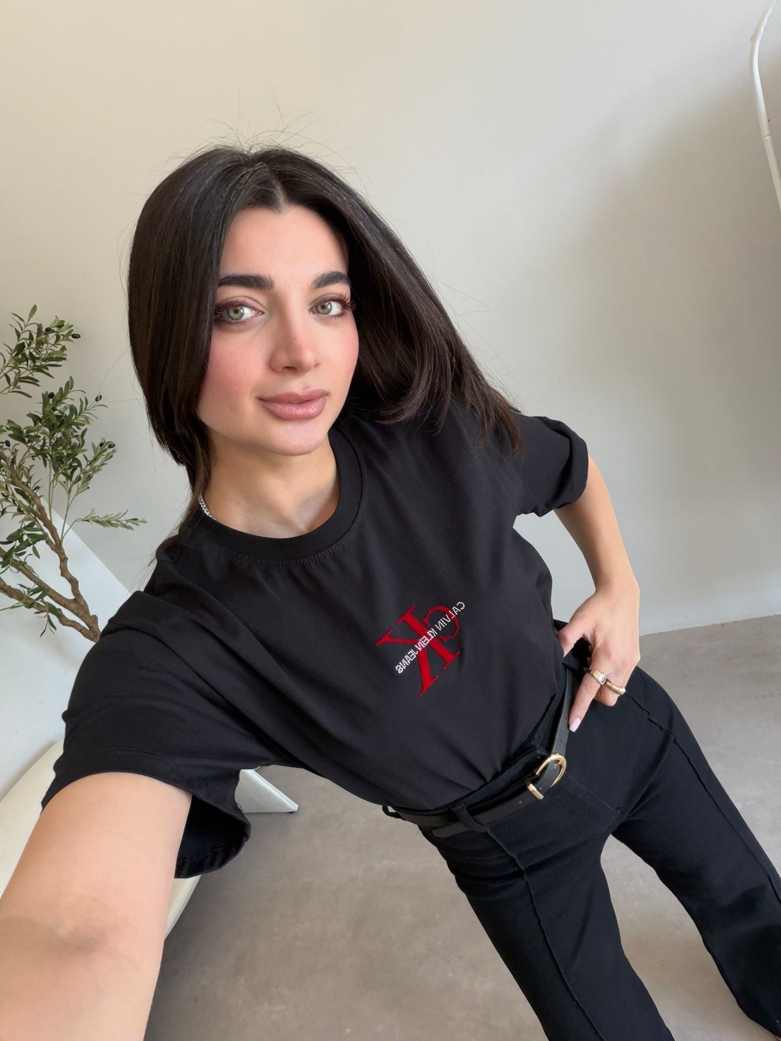 Siyah Marka Model Basic Tişört