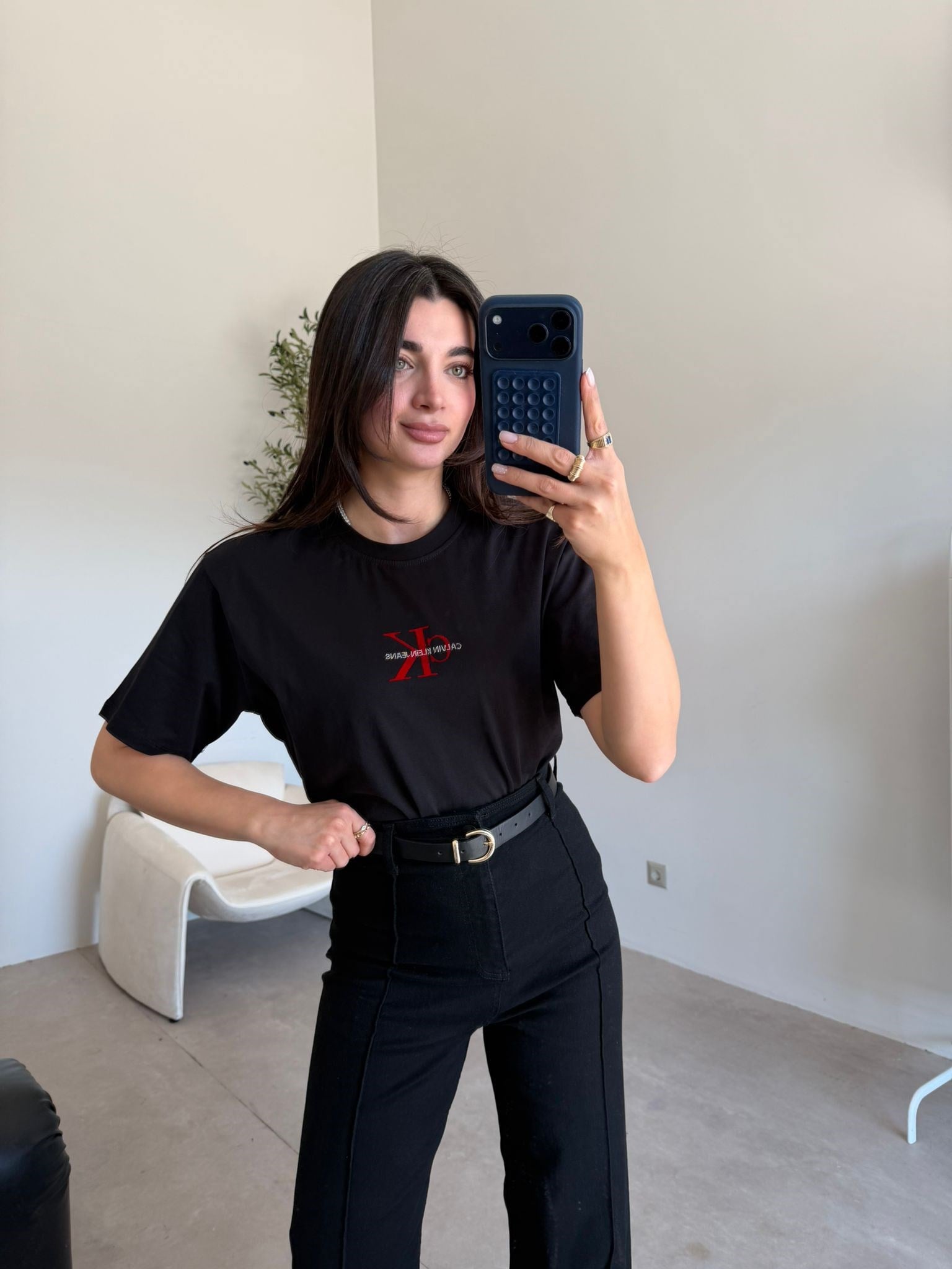 Siyah Marka Model Basic Tişört