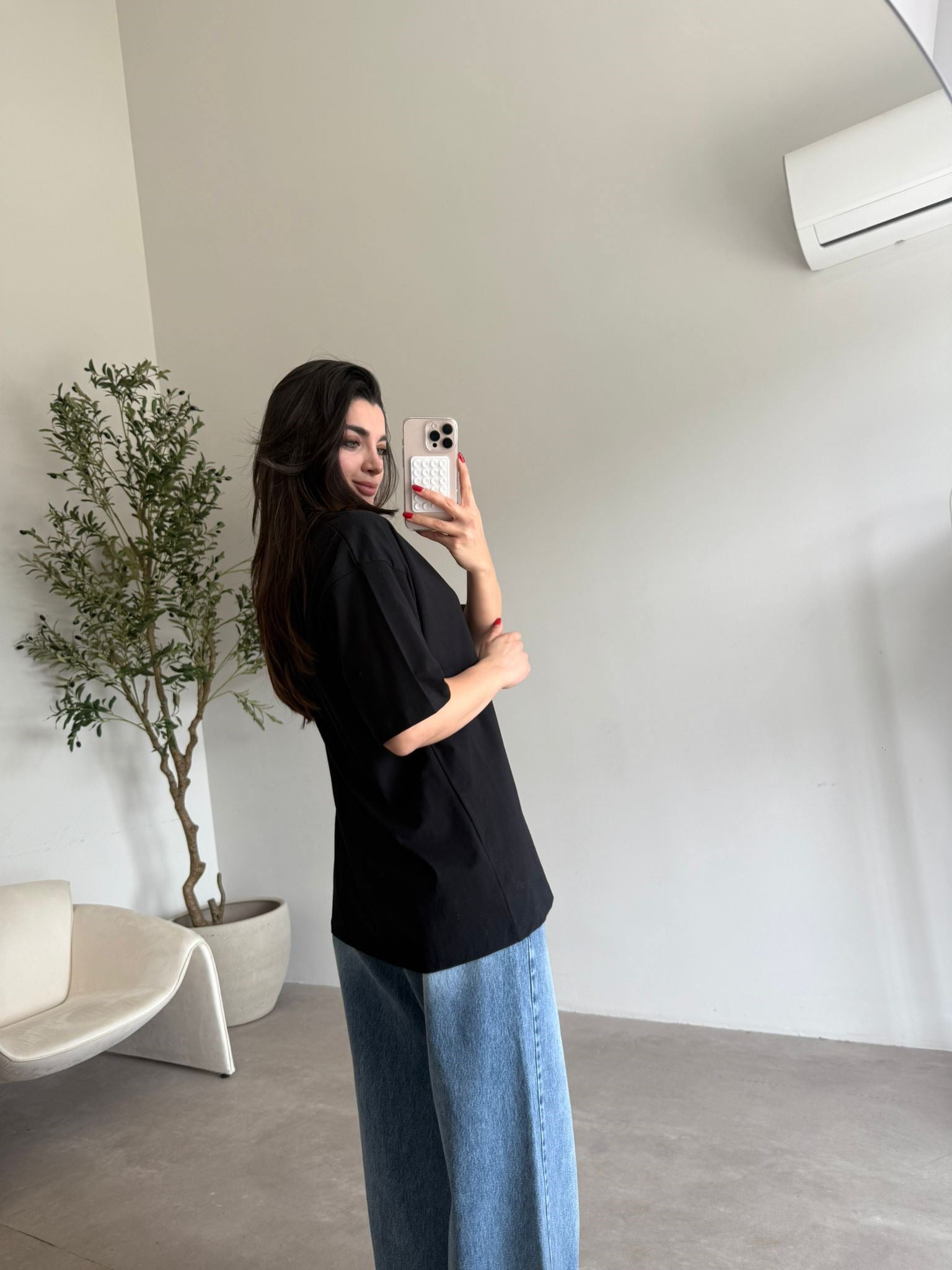 Siyah Oversize Maya Tişört