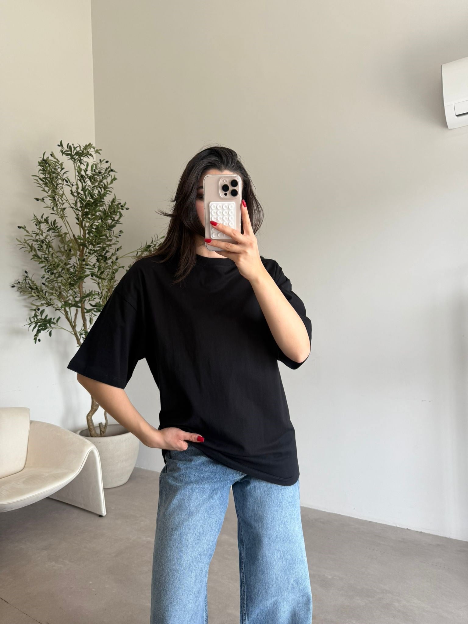Siyah Oversize Maya Tişört