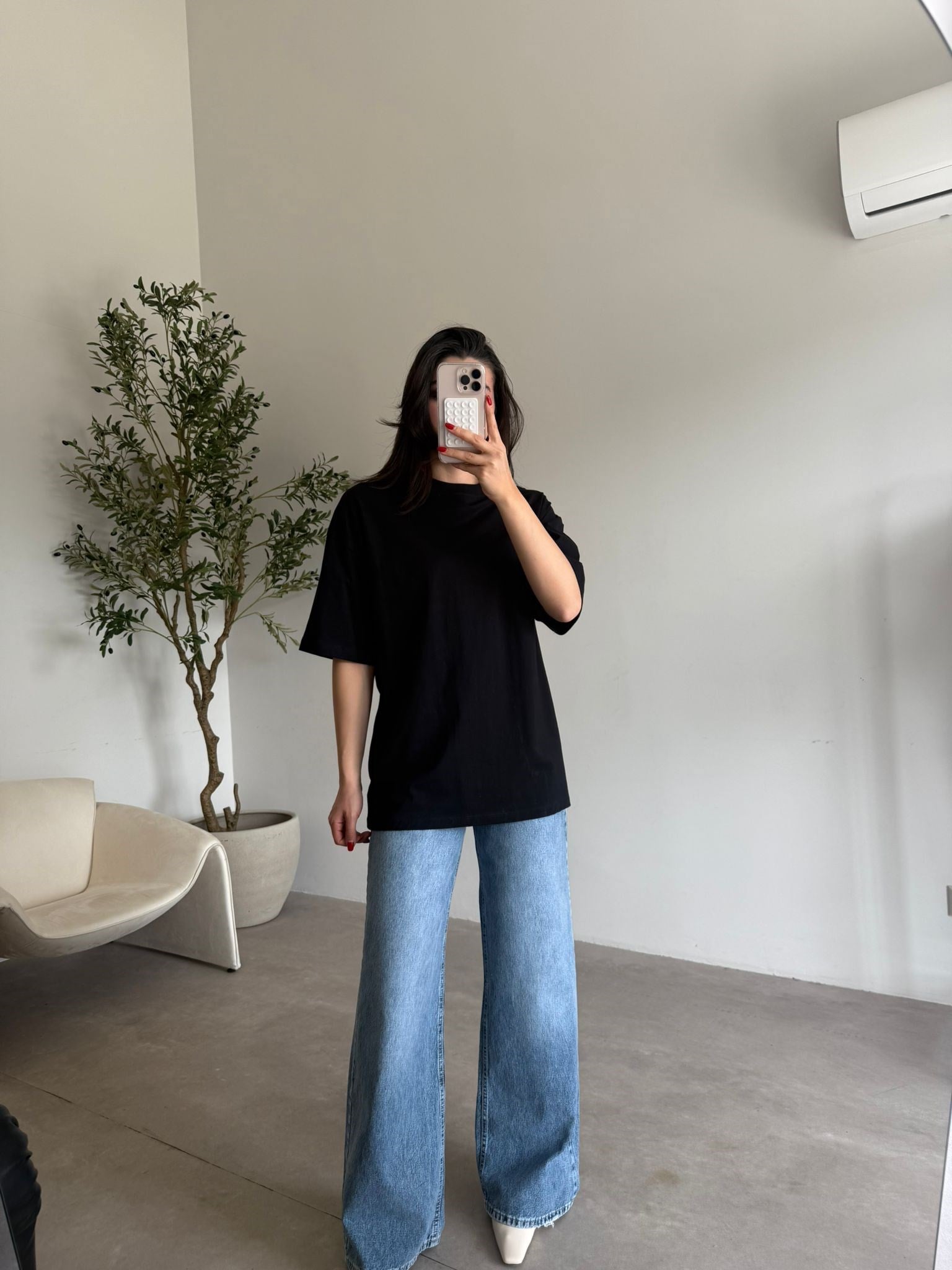 Siyah Oversize Maya Tişört