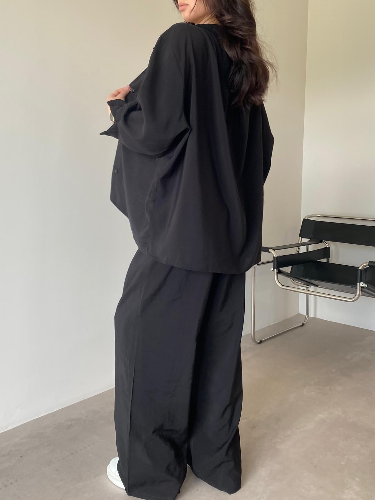 Siyah Oversize Palazzo Takım