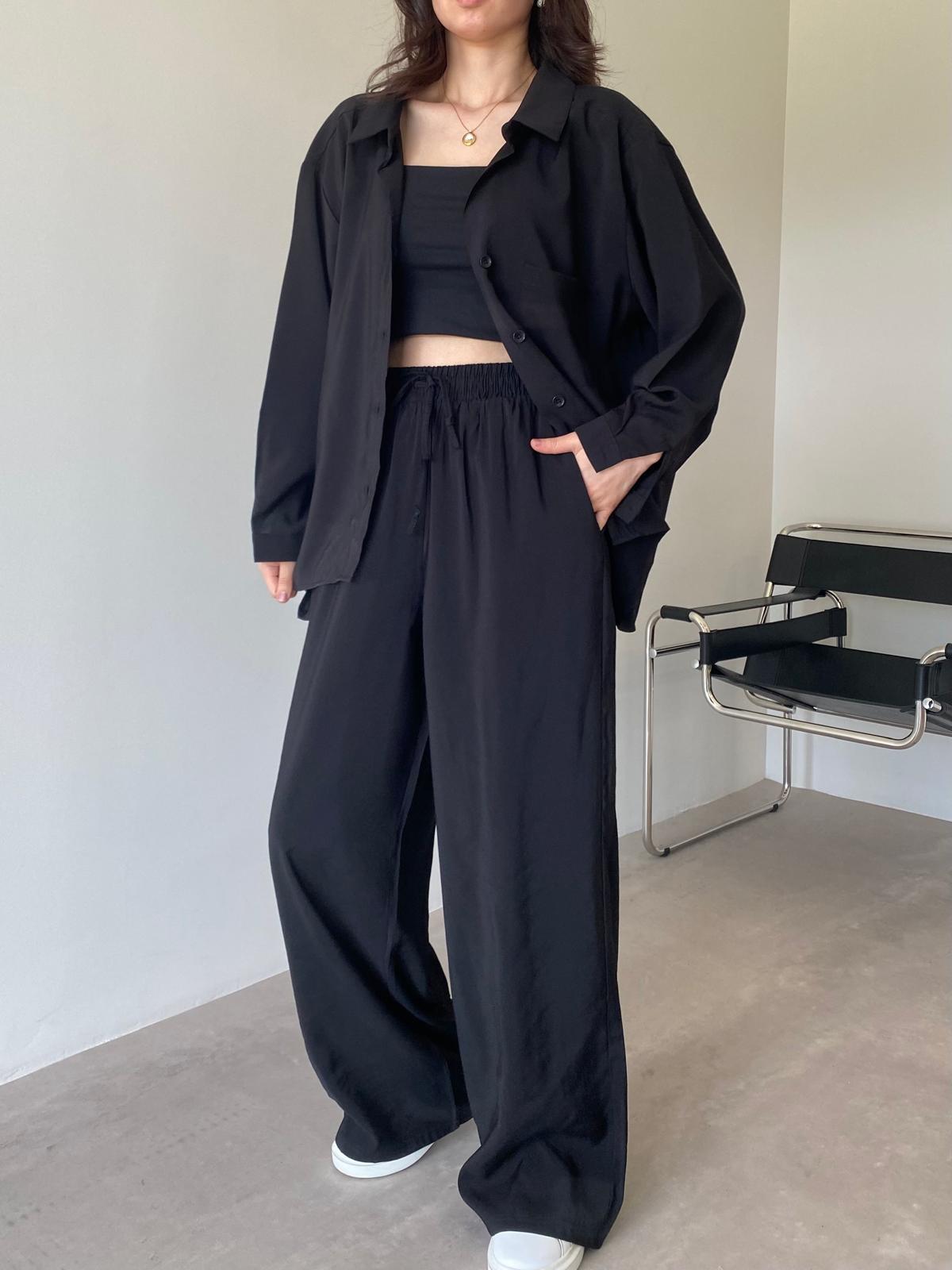 Siyah Oversize Palazzo Takım