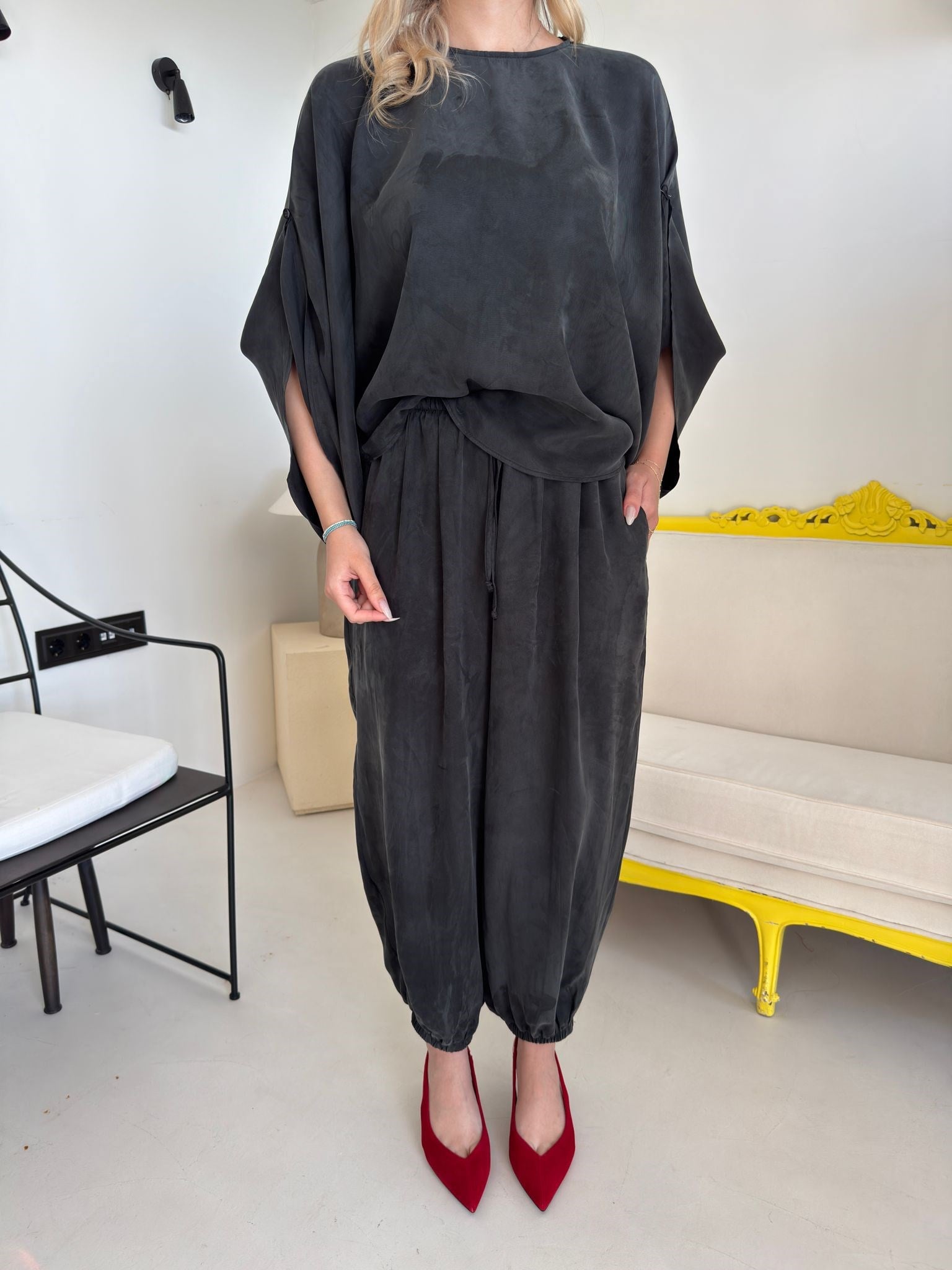 Siyah Oversize Şalvar Takım