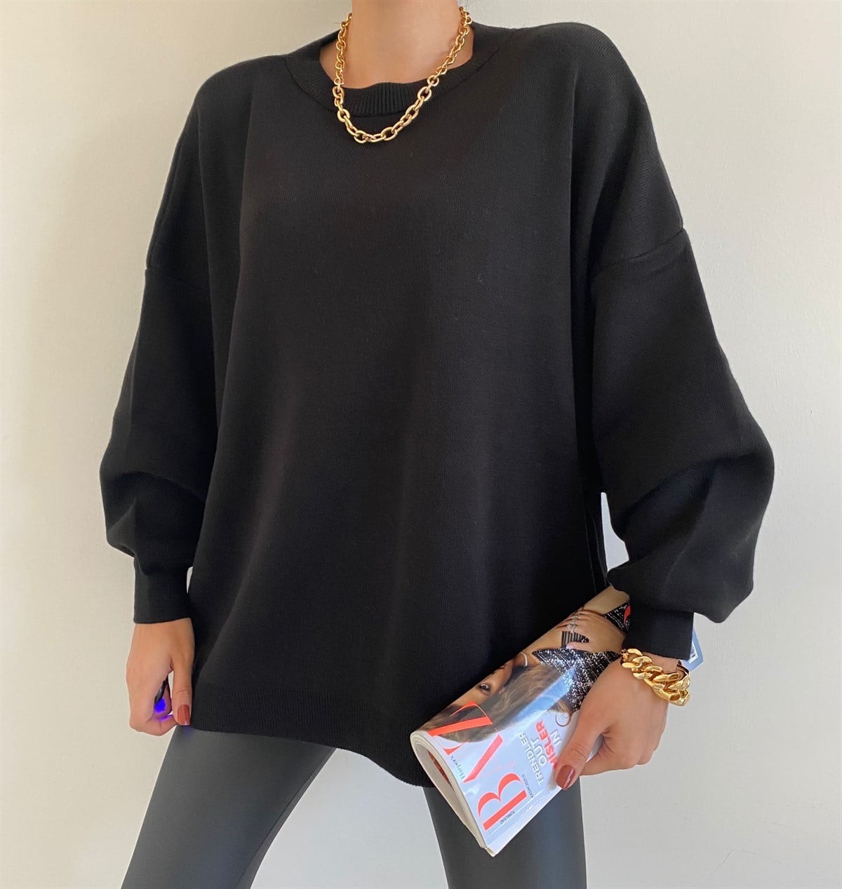 Siyah Oversize Sindy Kazak