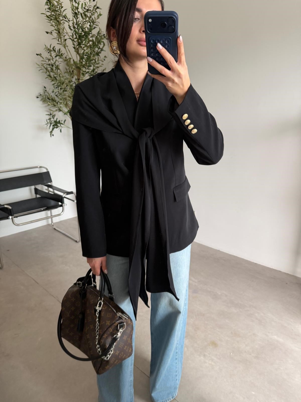 Siyah Şallı Blazer Ceket