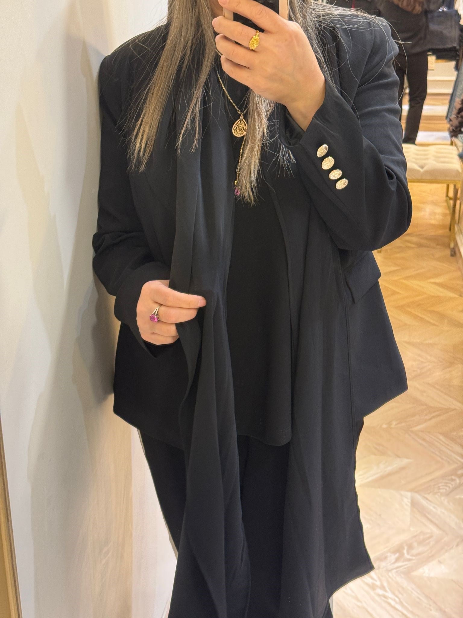 Siyah Şallı Blazer Ceket