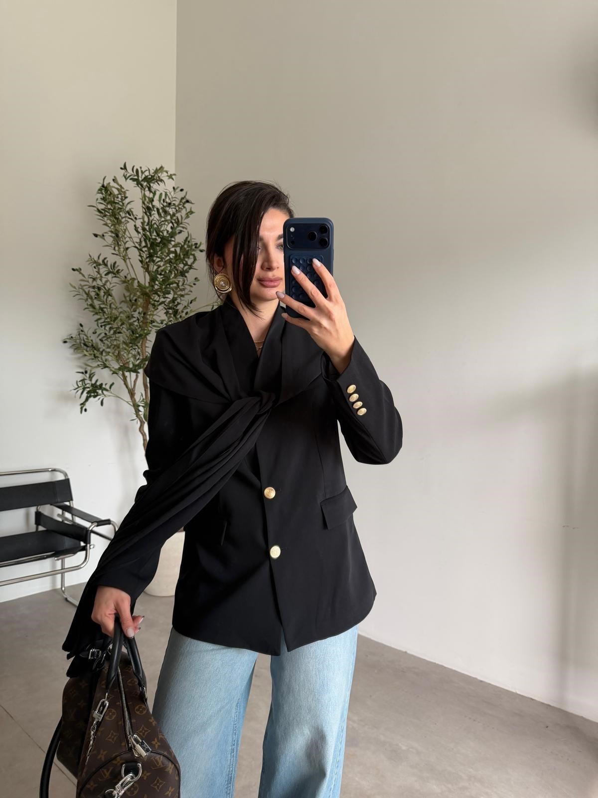 Siyah Şallı Blazer Ceket