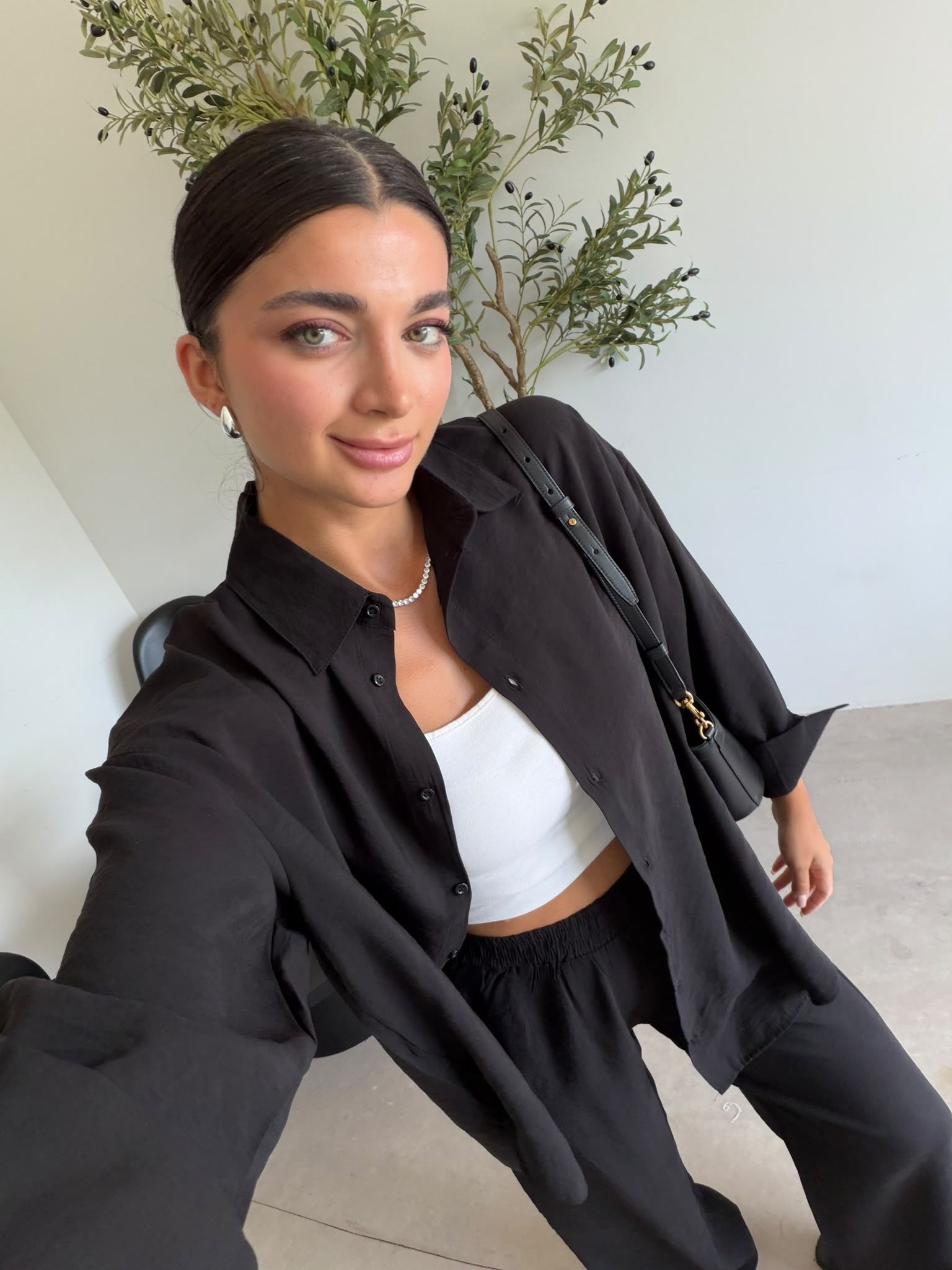 Siyah Sofia Gömlek Pantolon Takım