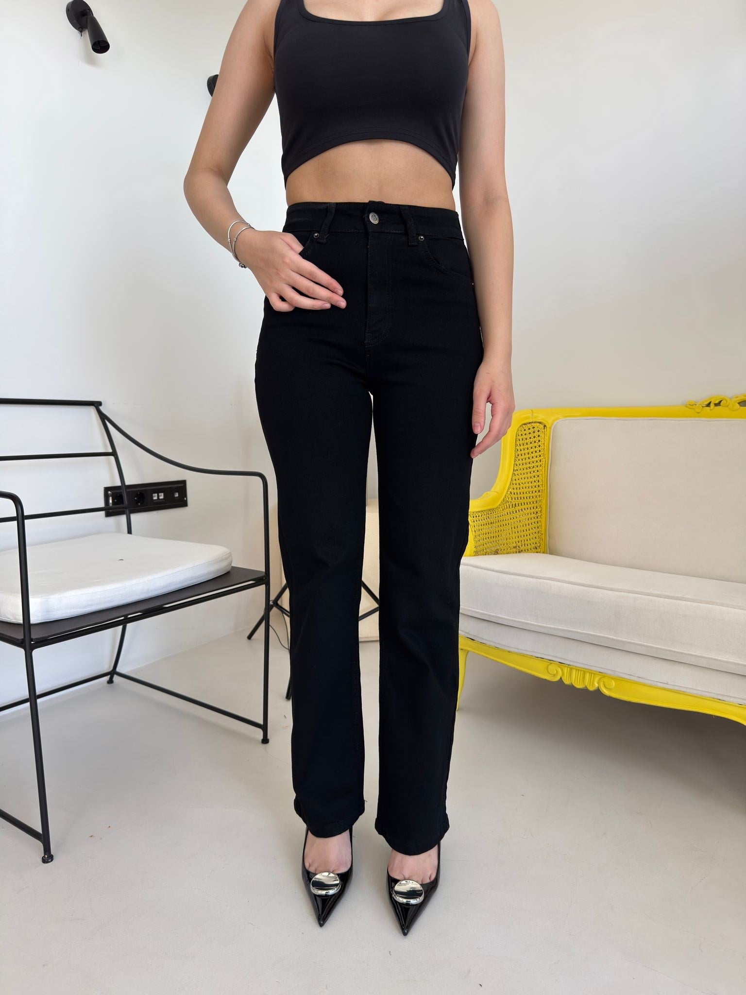 Siyah Straight Big Size Jean