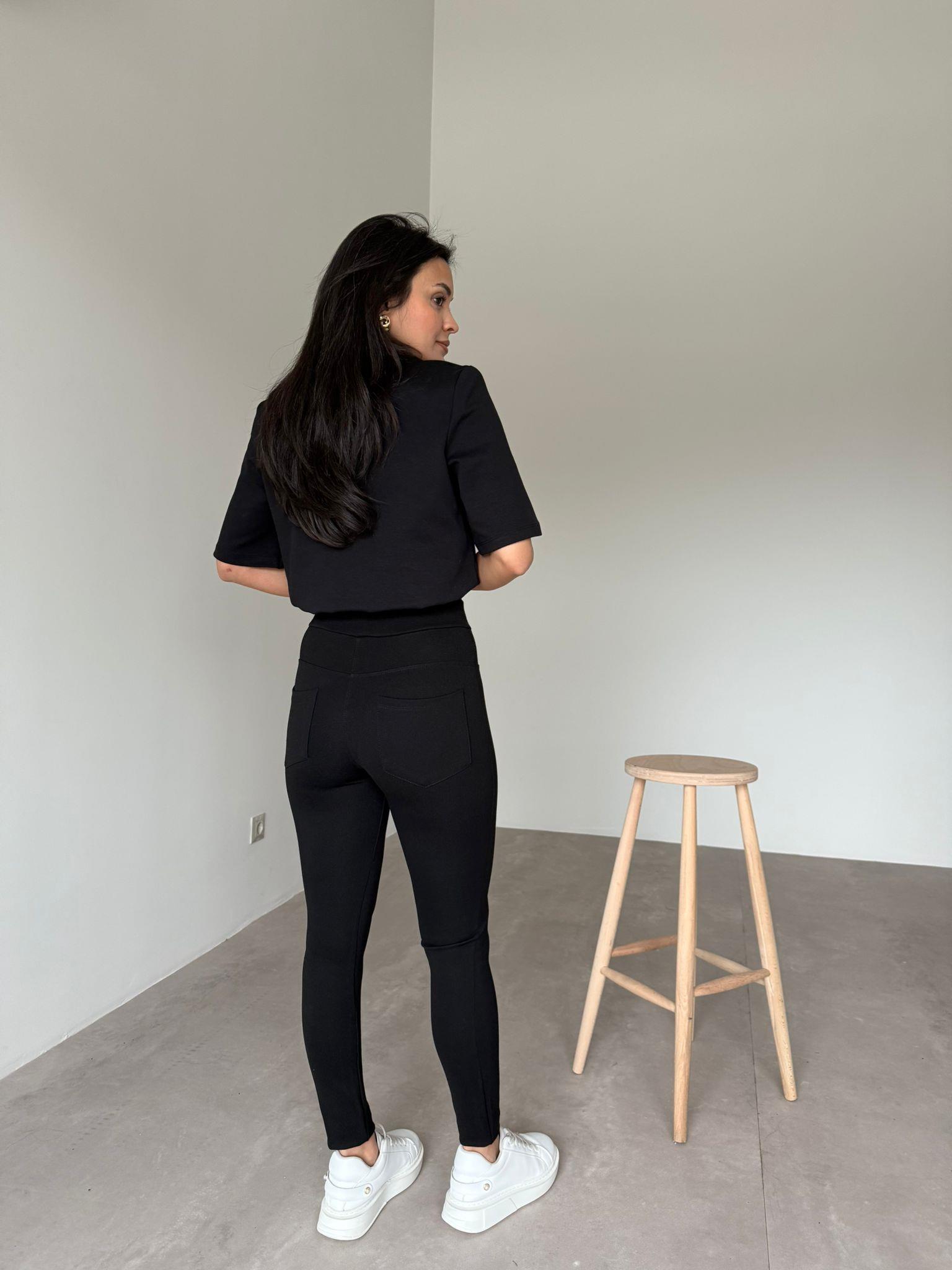 Siyah Toparlayıcı Cep Detaylı Pantolon Tayt