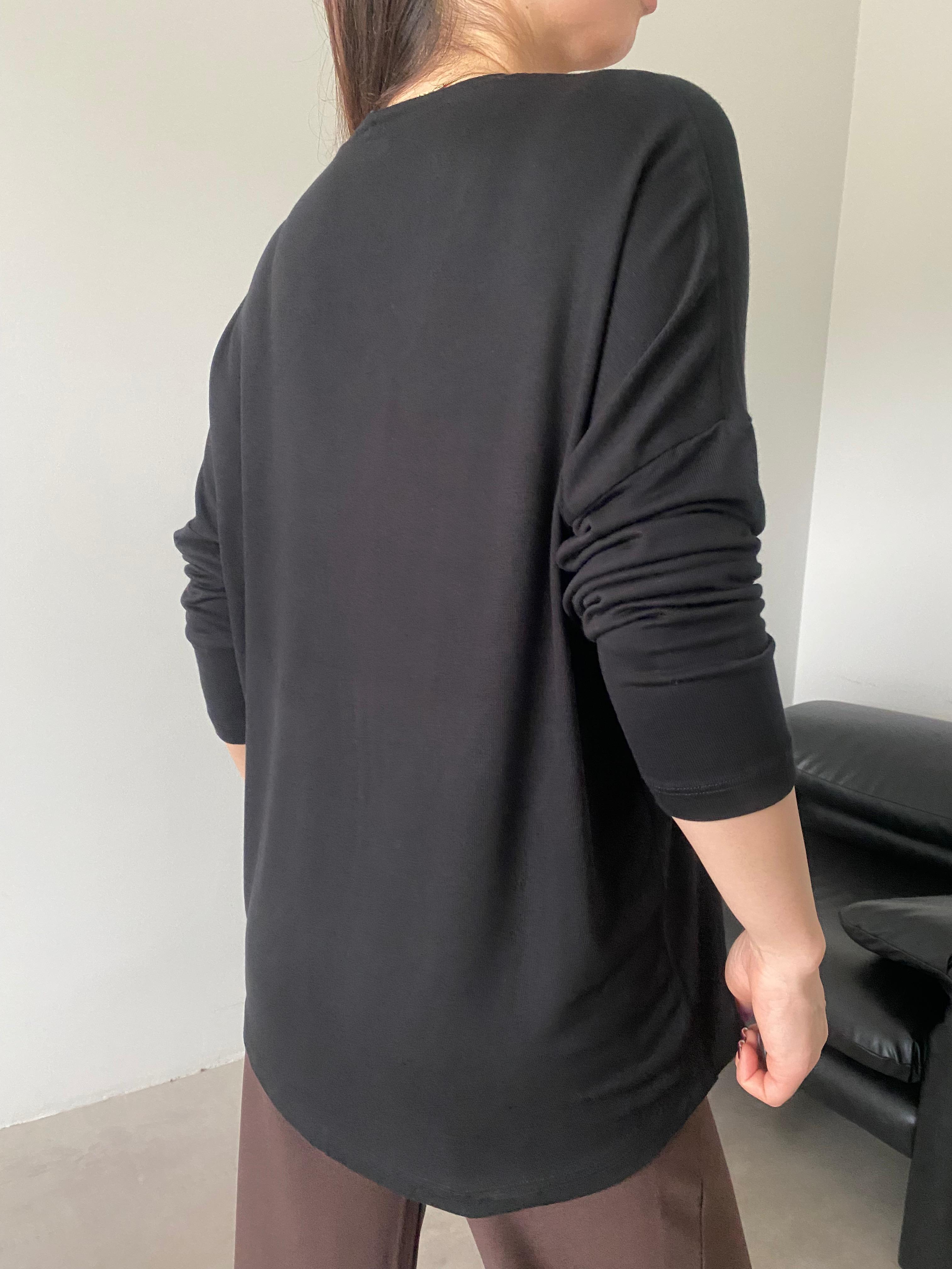Siyah V Yaka Oversize Bluz