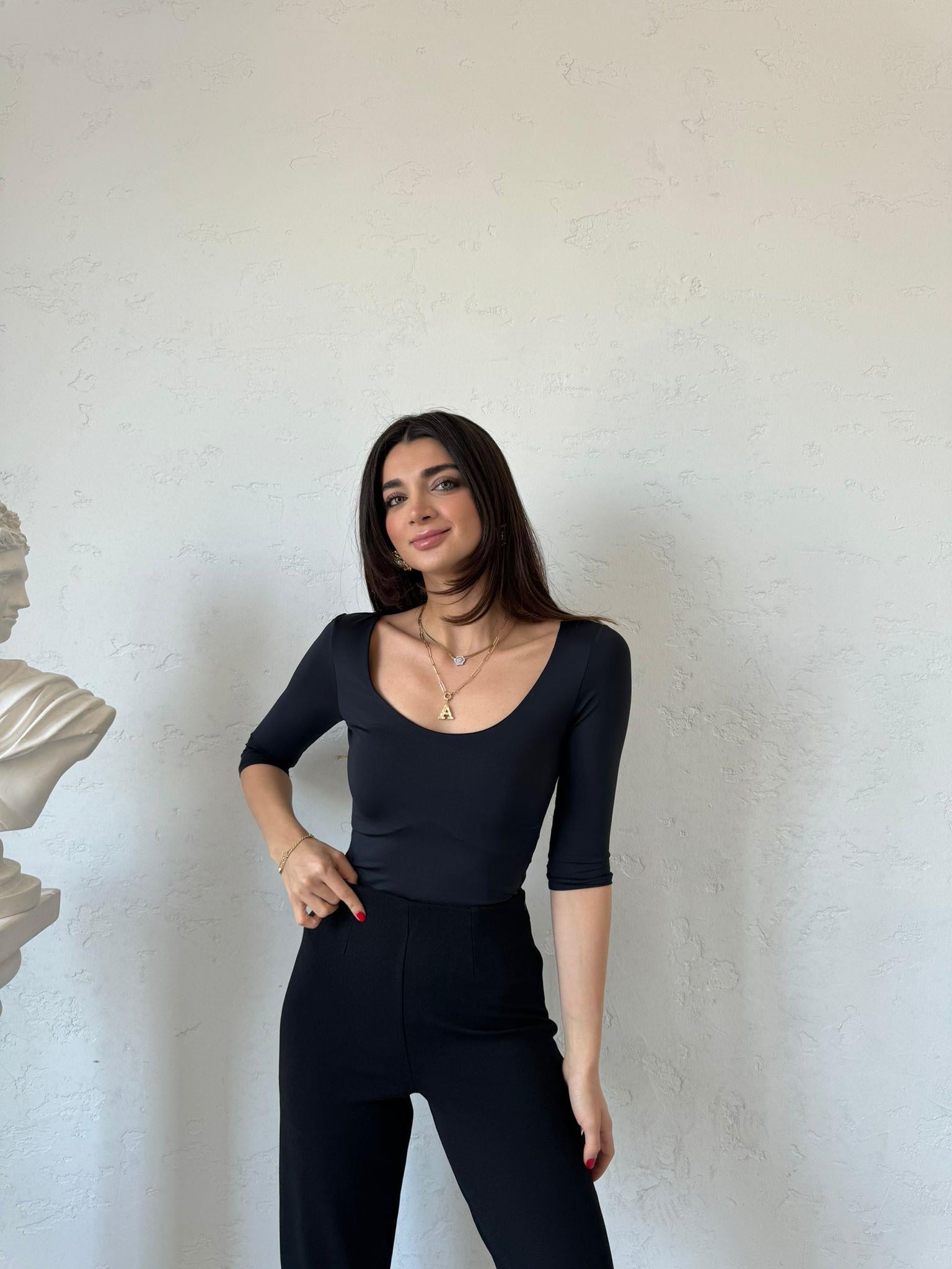 Siyah Yarım Kol Jolie Bluz