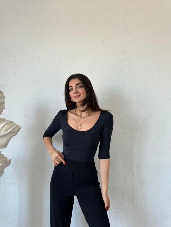 Siyah Yarım Kol Jolie Bluz