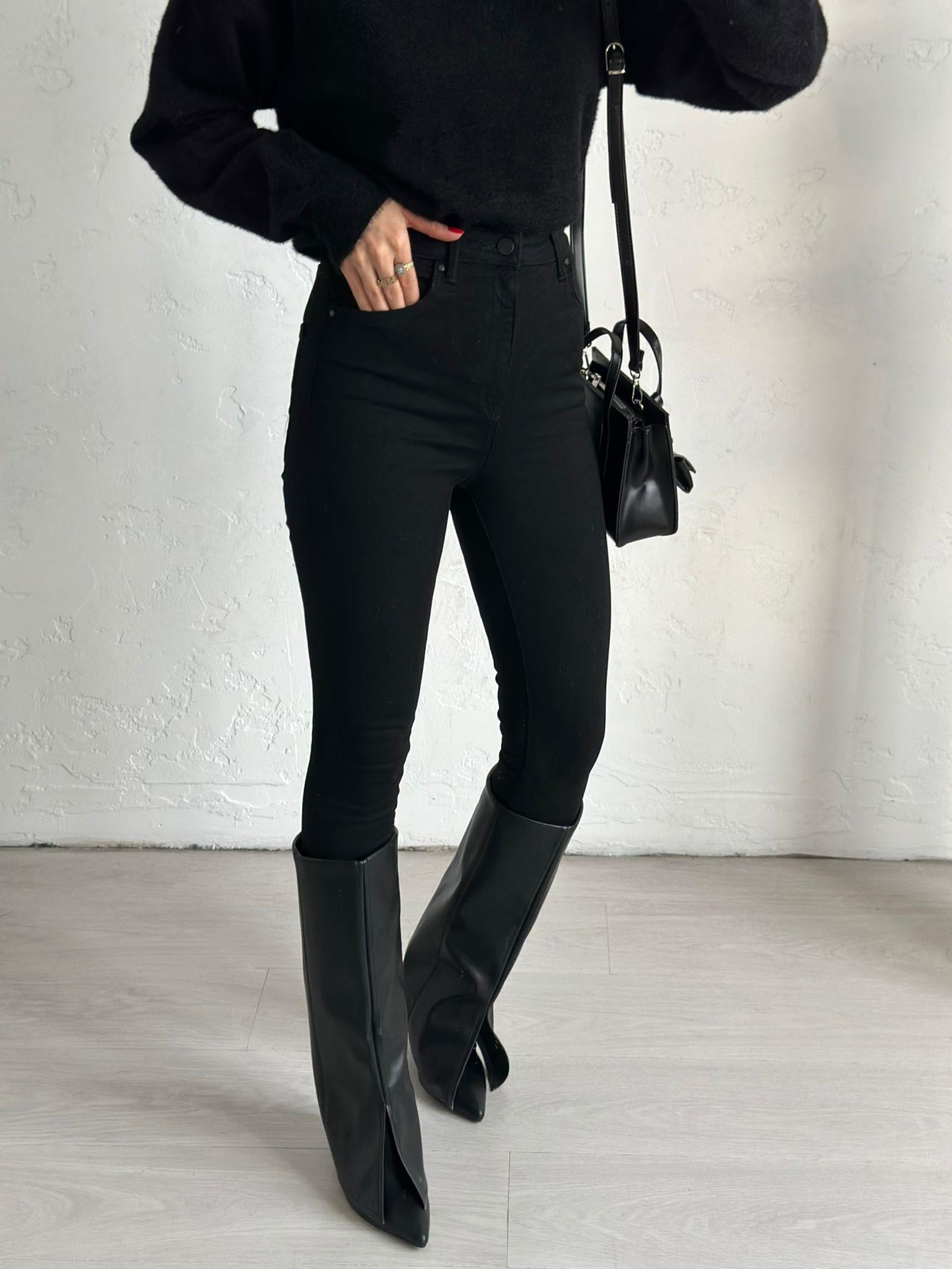 Siyah Yüksek Bel Skinny Jean