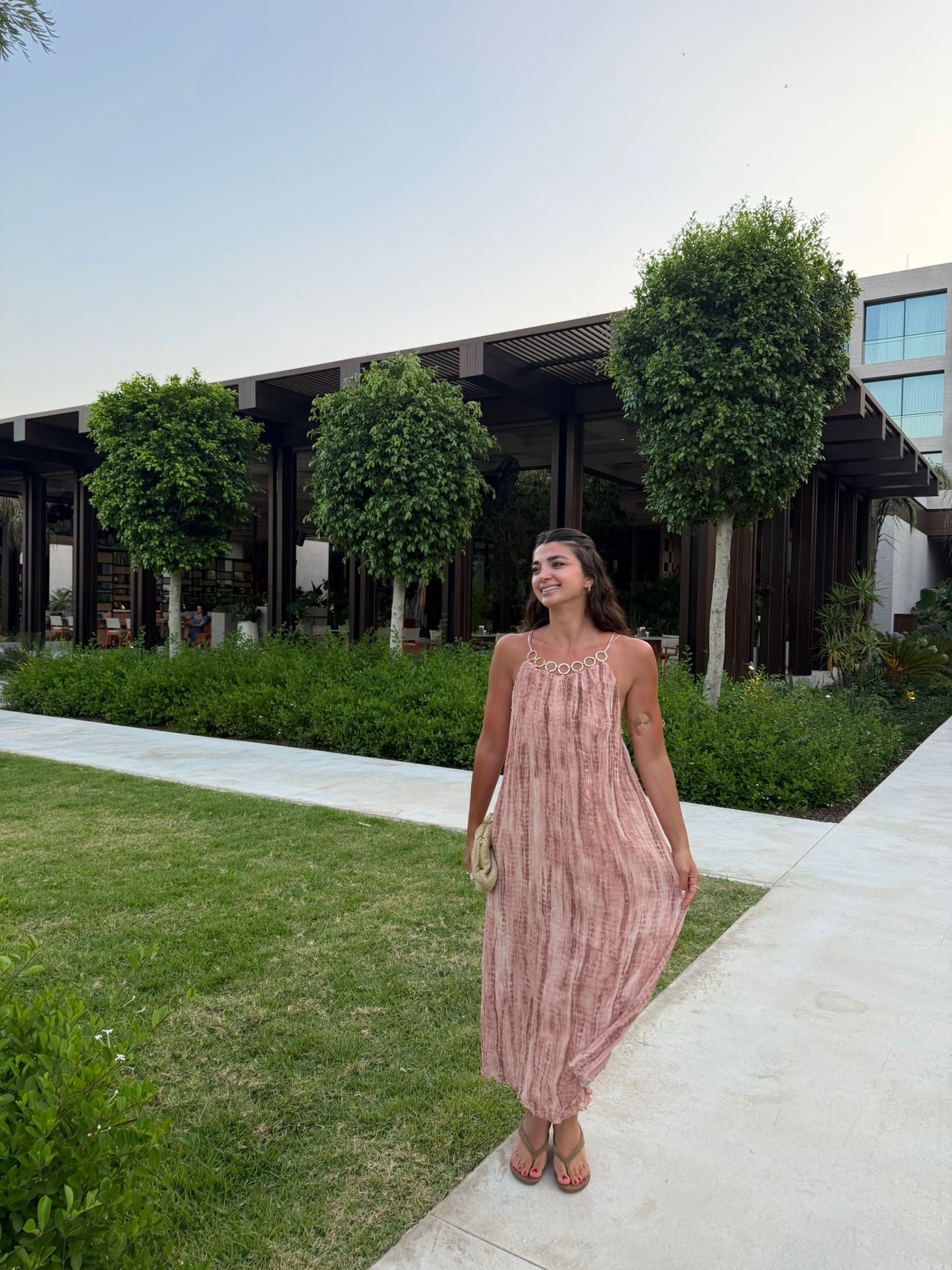 Somon Halkalı Astarlı Elbise