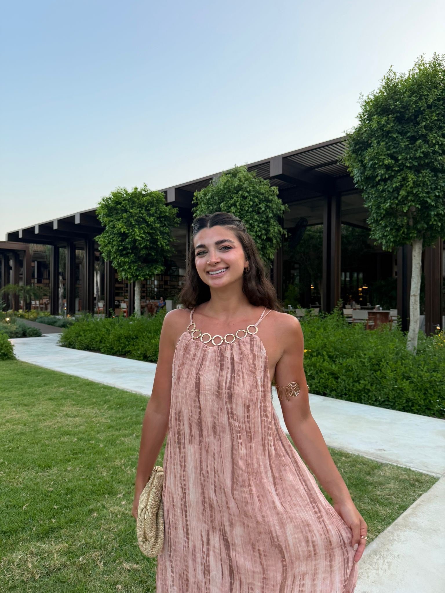Somon Halkalı Astarlı Elbise