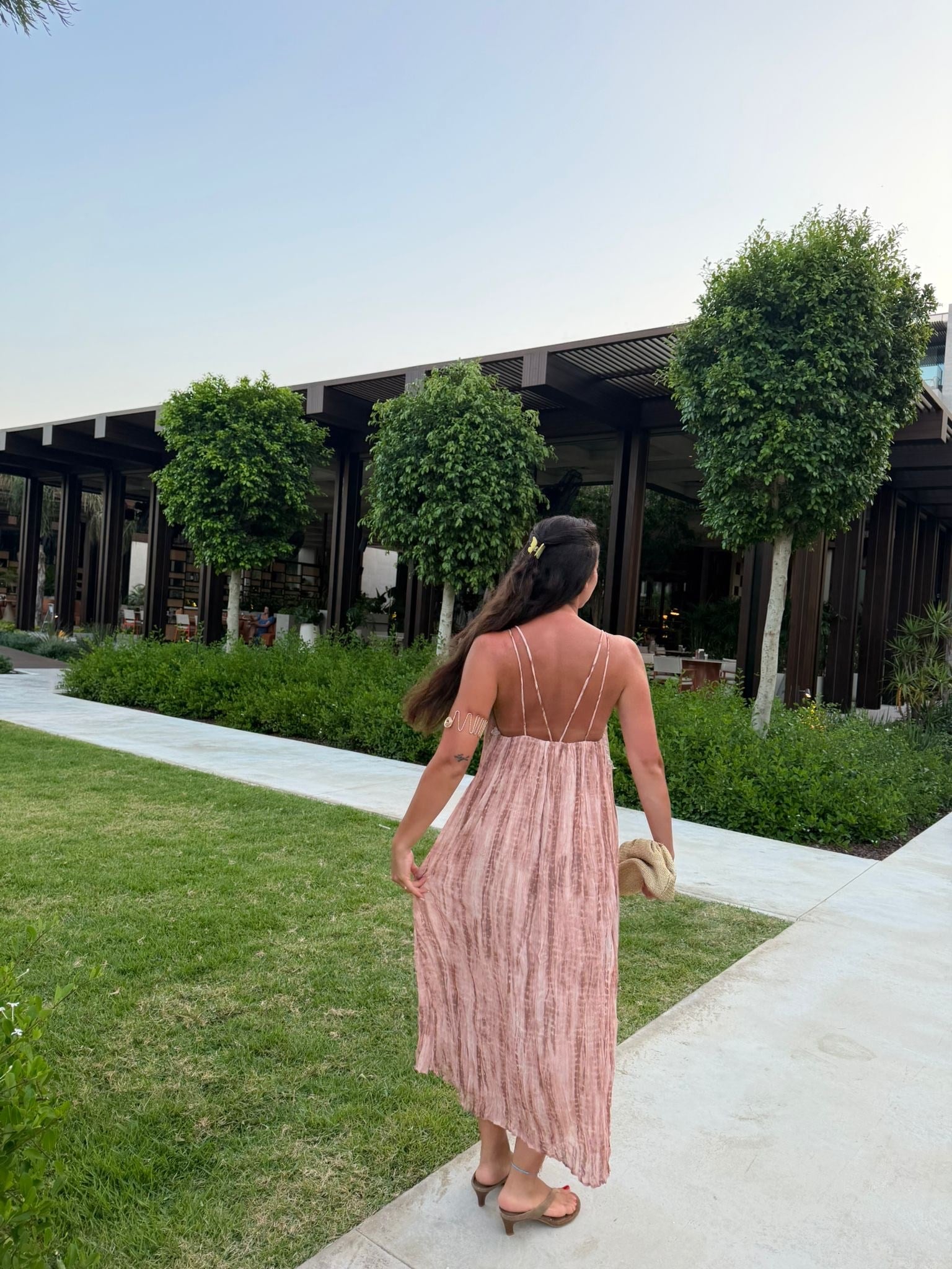 Somon Halkalı Astarlı Elbise