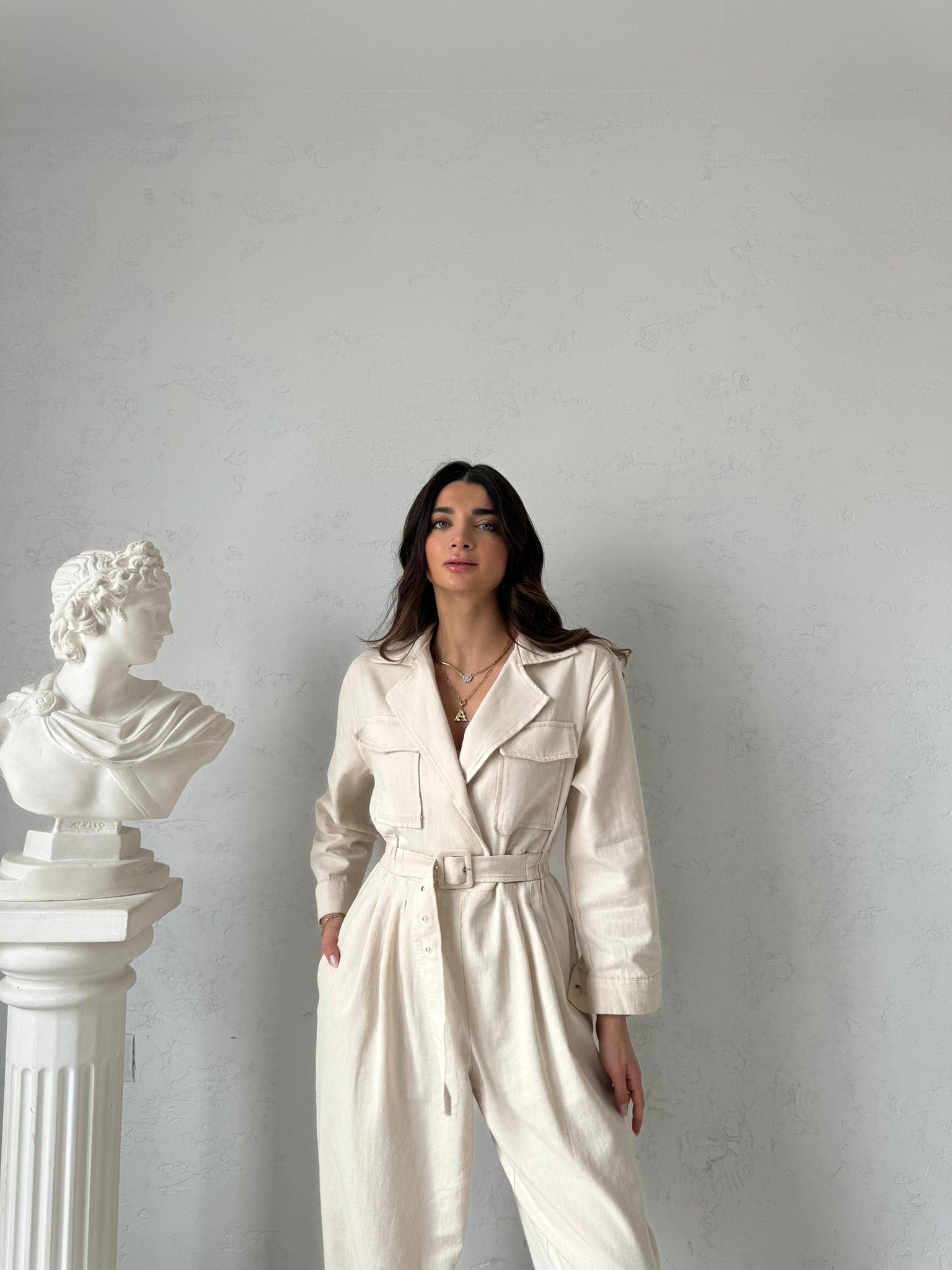 Taş Rengi Gabardin Tulum