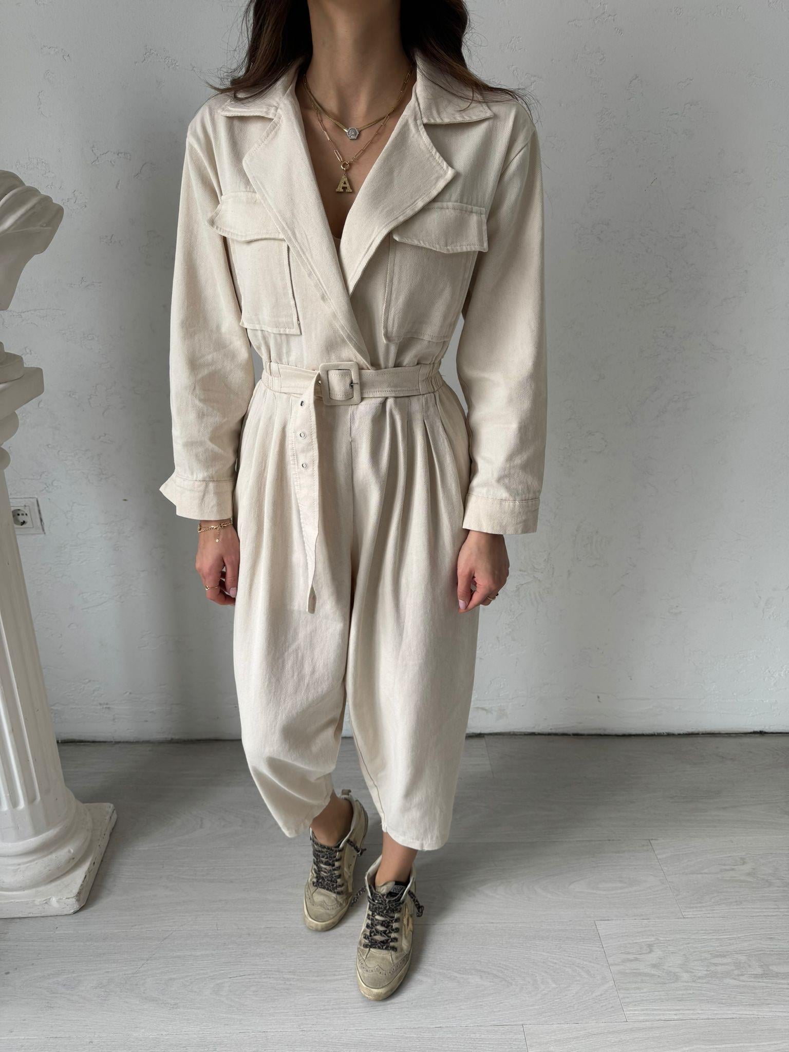 Taş Rengi Gabardin Tulum