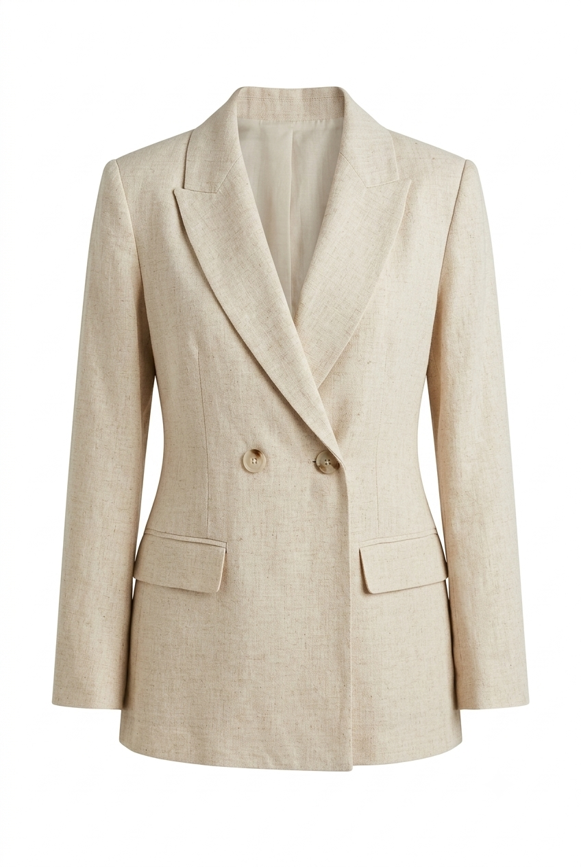 Taş Rengi Keten Blazer Ceket