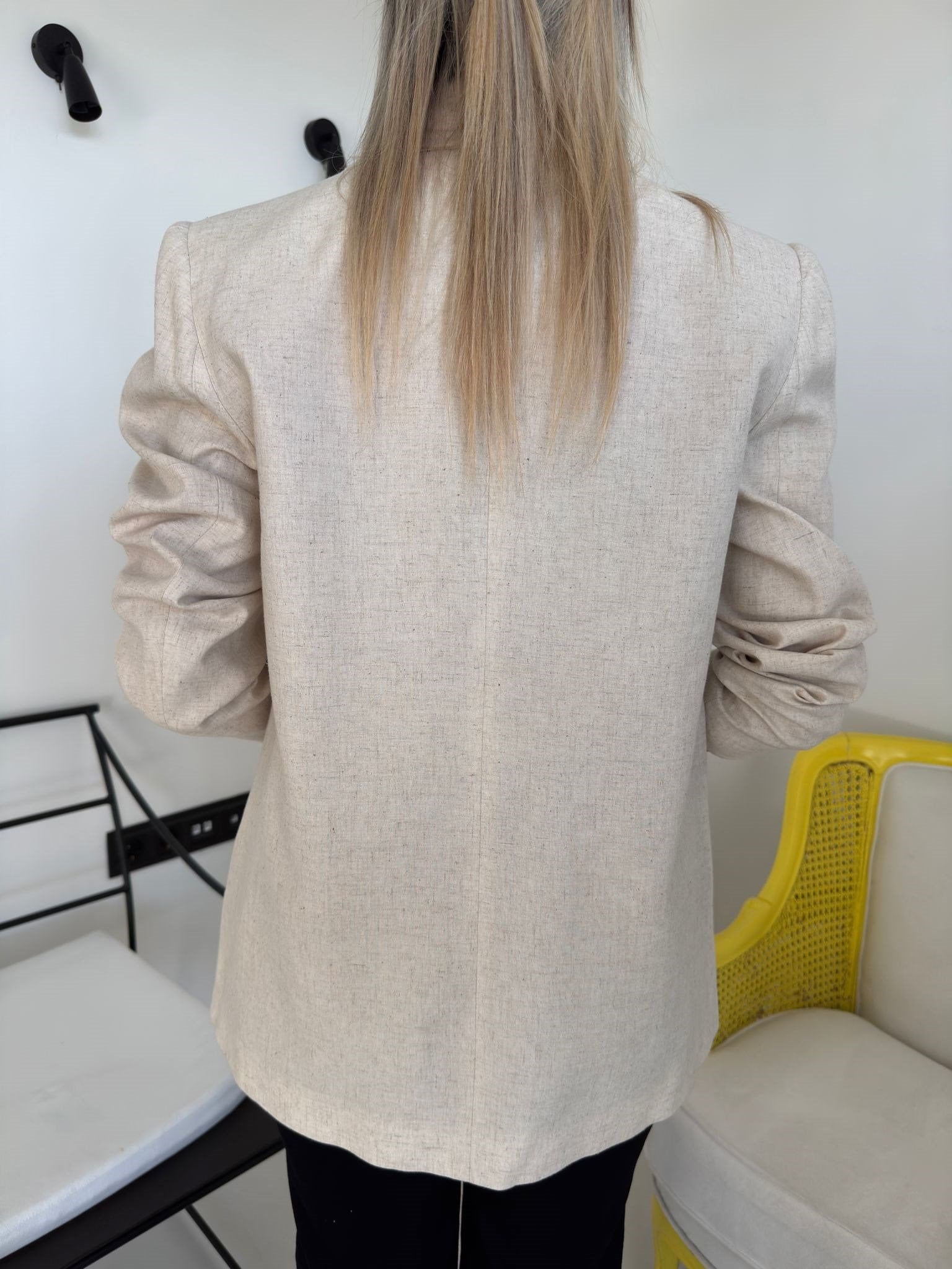 Taş Rengi Keten Blazer Ceket