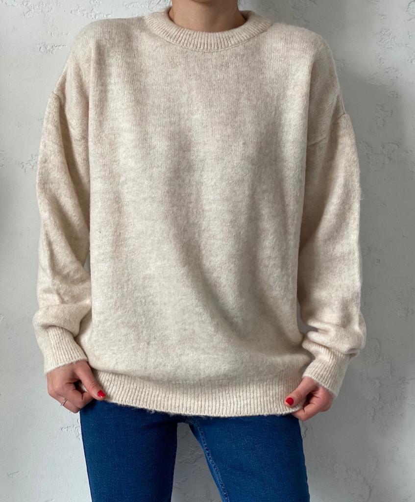 Taş Rengi Oversize Yumoş Kazak