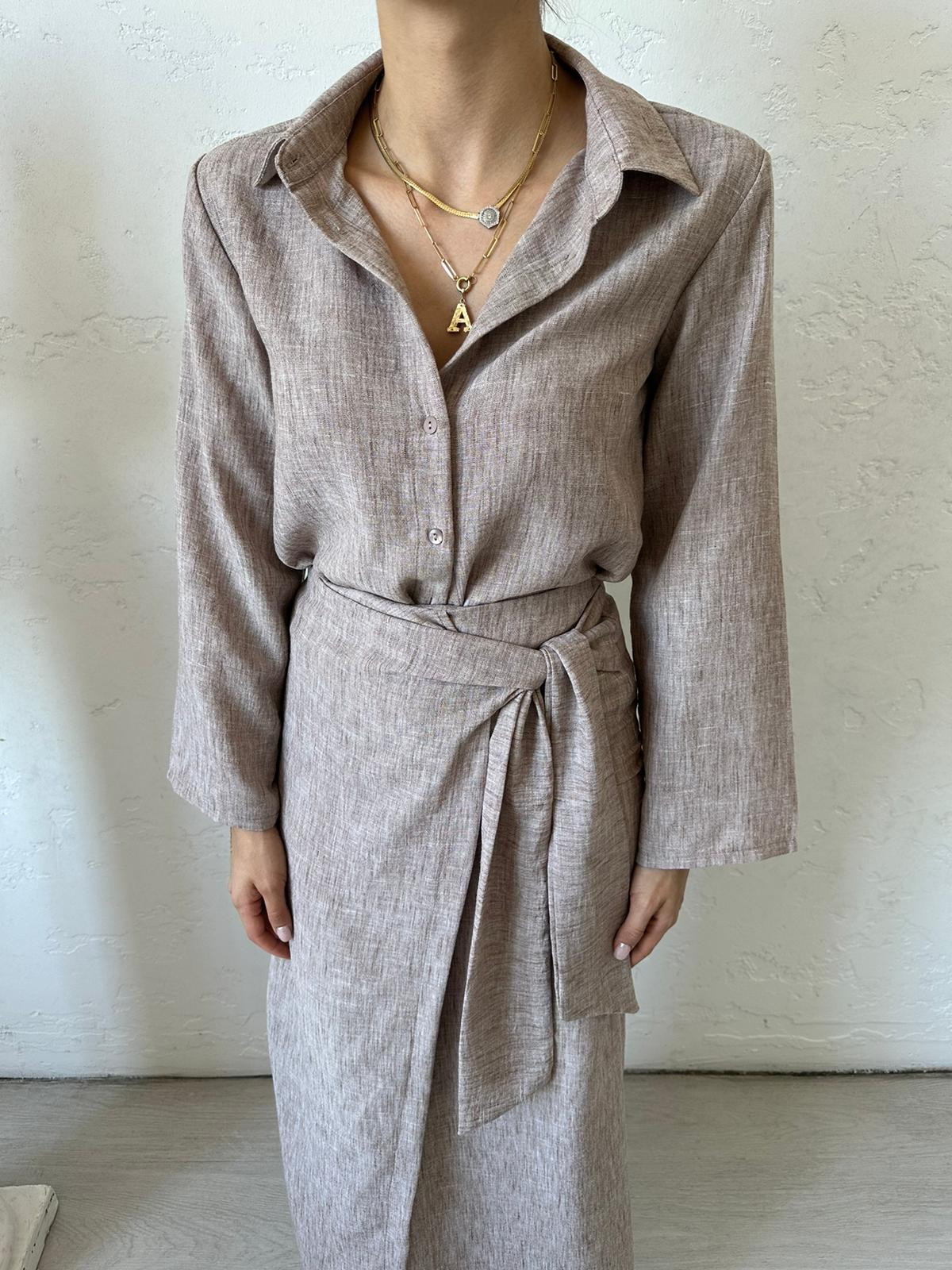 Vizon Etekli Gömlek Takım