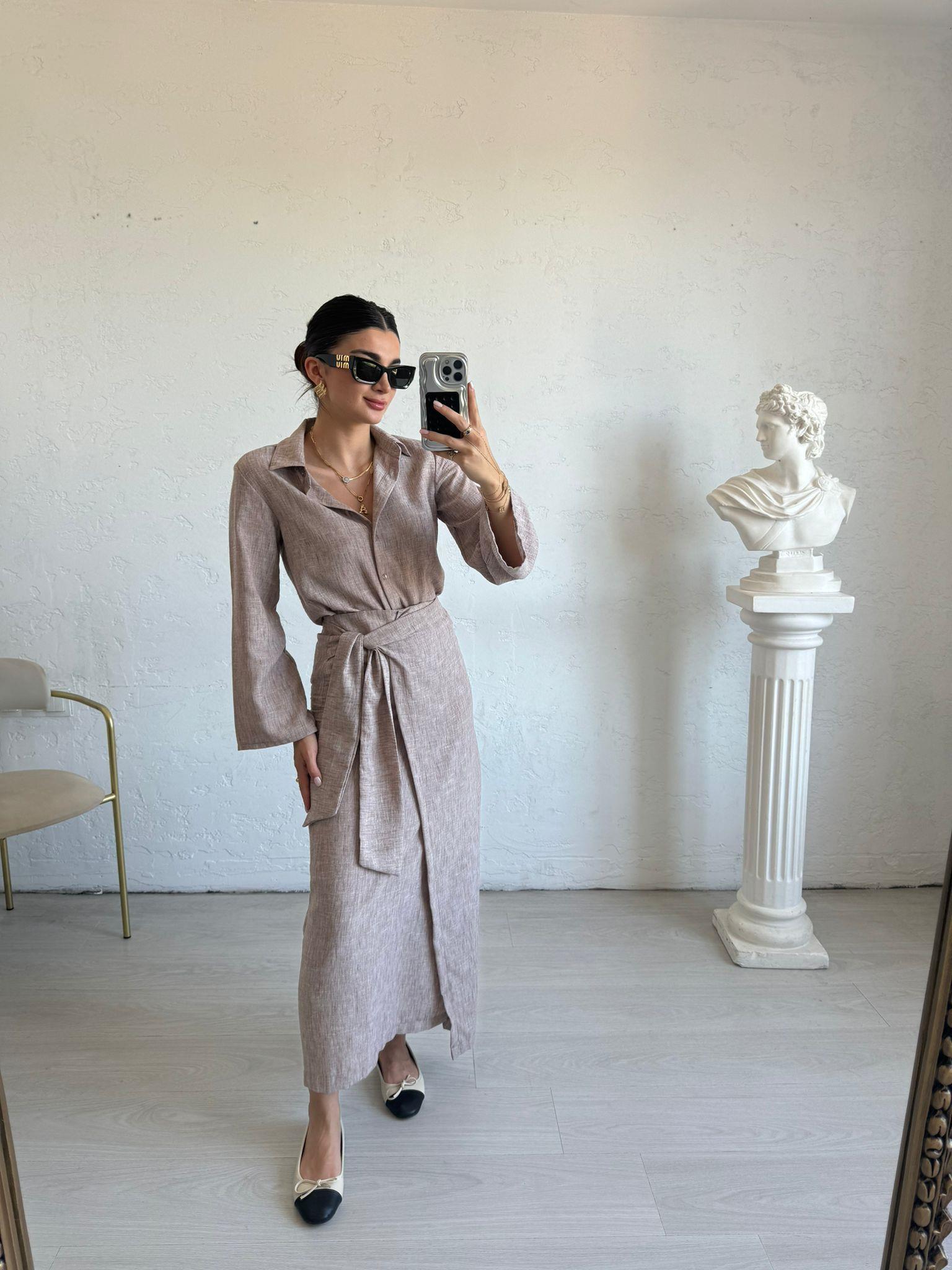 Vizon Etekli Gömlek Takım