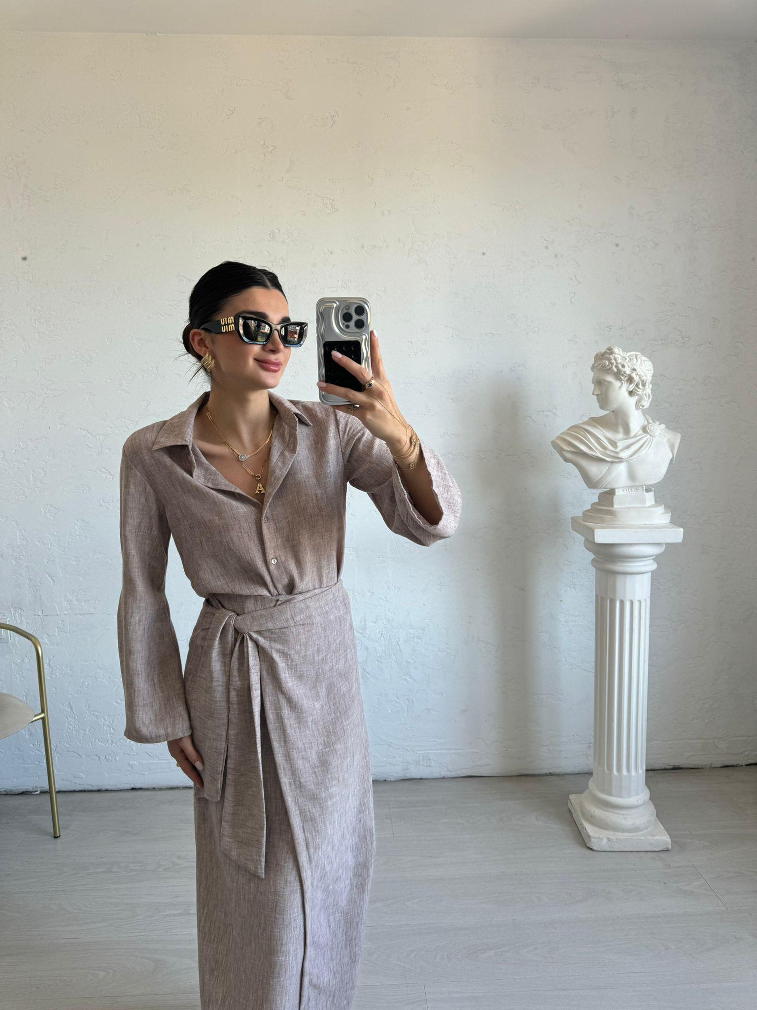 Vizon Etekli Gömlek Takım