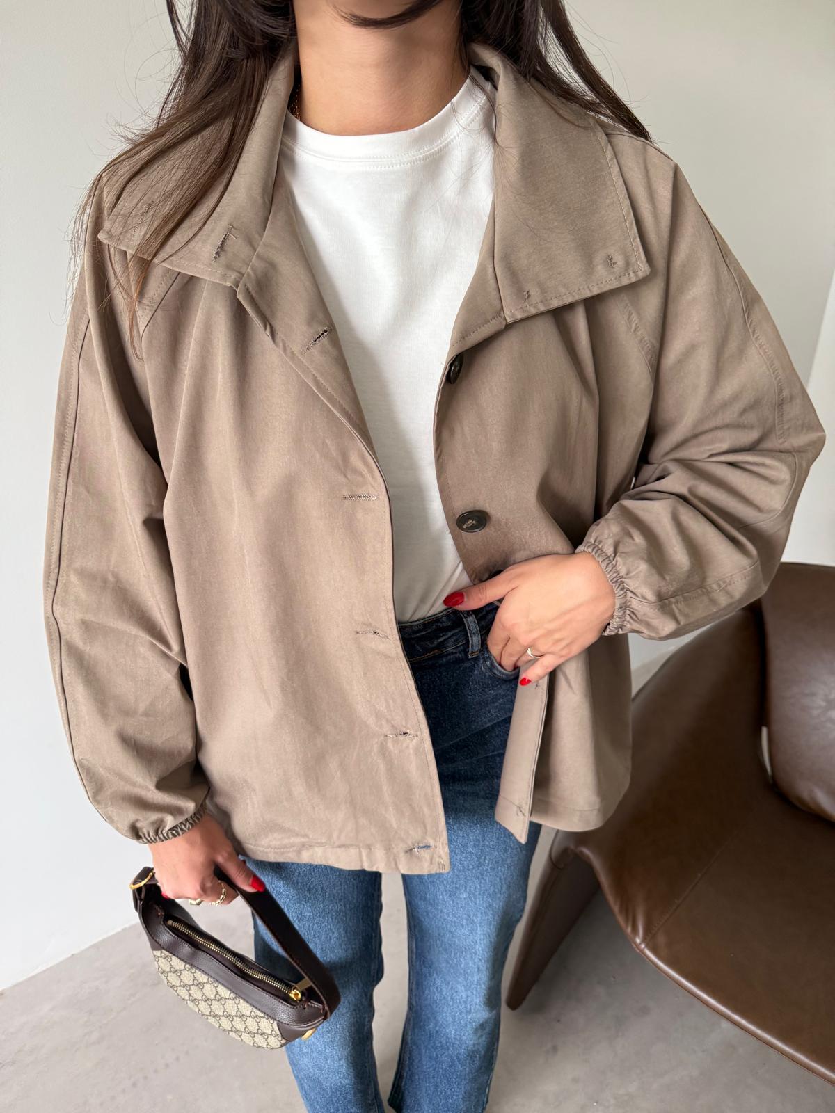 Vizon Kahve Düğmeli Oversize Ceket