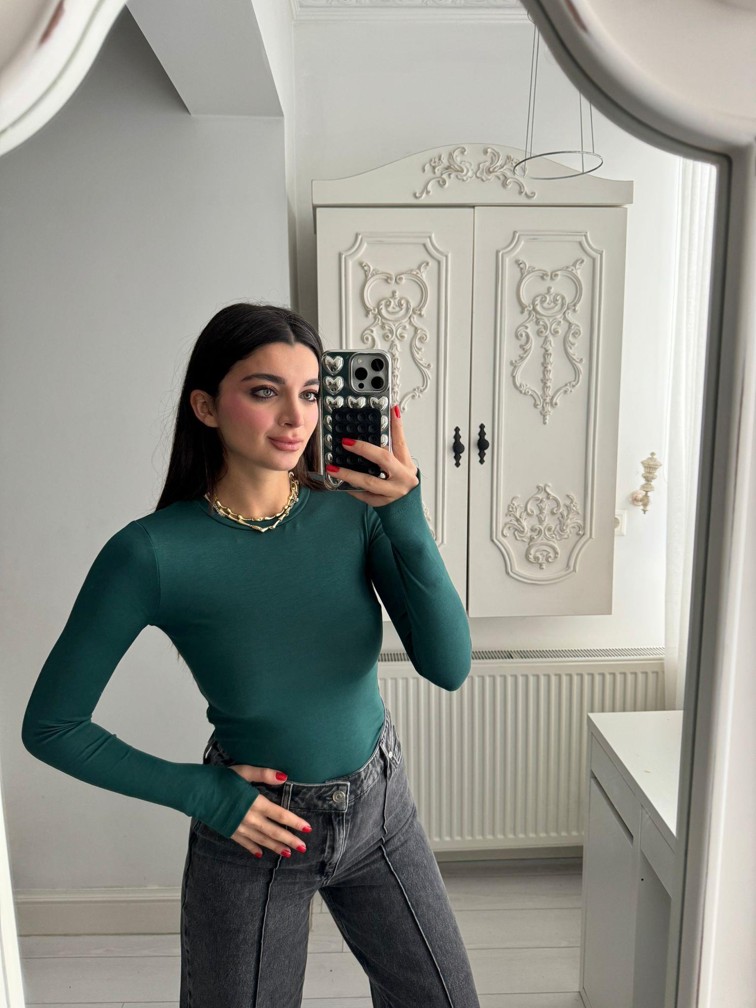 Yeşil Basic Aura Bluz