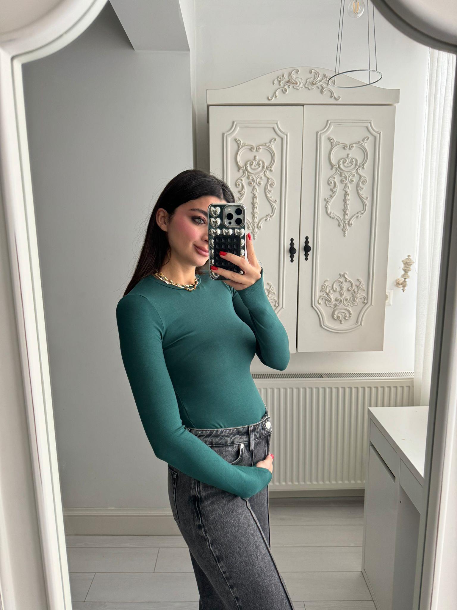 Yeşil Basic Aura Bluz