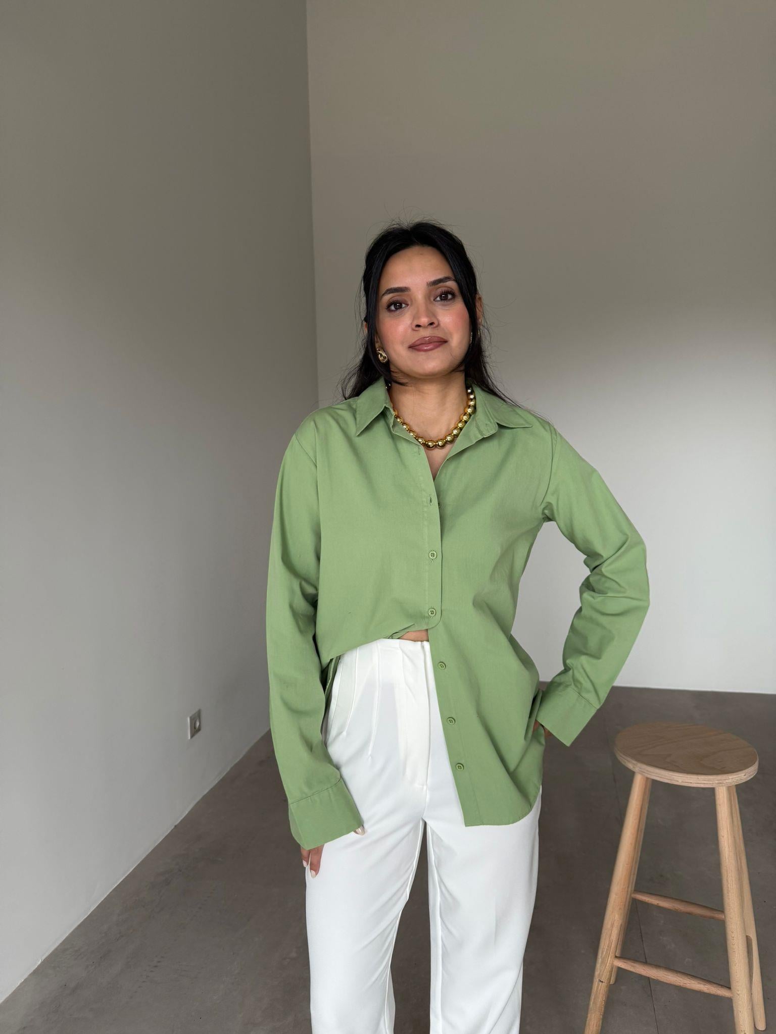 Yeşil Basic Helen Gömlek
