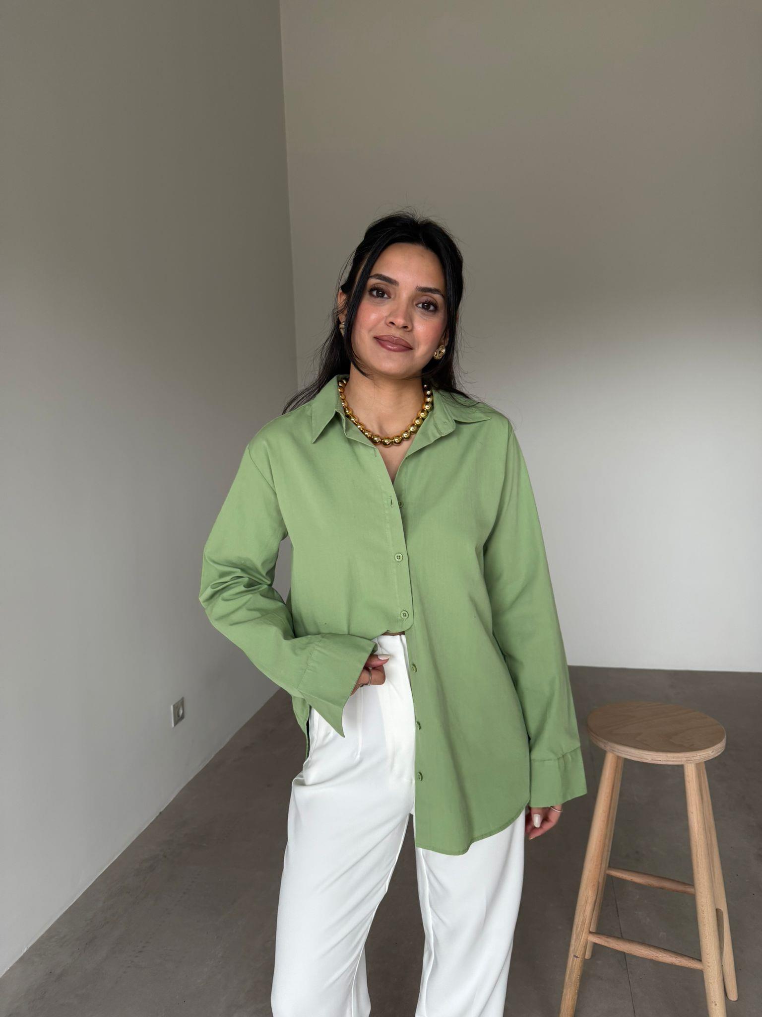 Yeşil Basic Helen Gömlek
