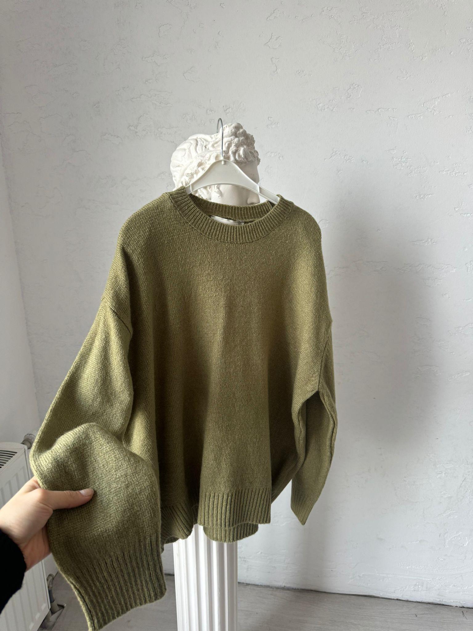 Yeşil Bisiklet Yaka Oversize Kazak